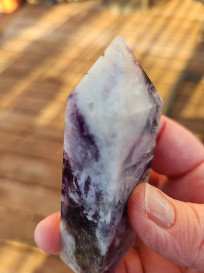 Snowflake Fluorite Crystal Mini Tower: Teal & Purple, with Rainbows