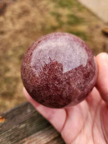 Polished AAA Strawberry Quartz Crystal Sphere (61.6 mm)