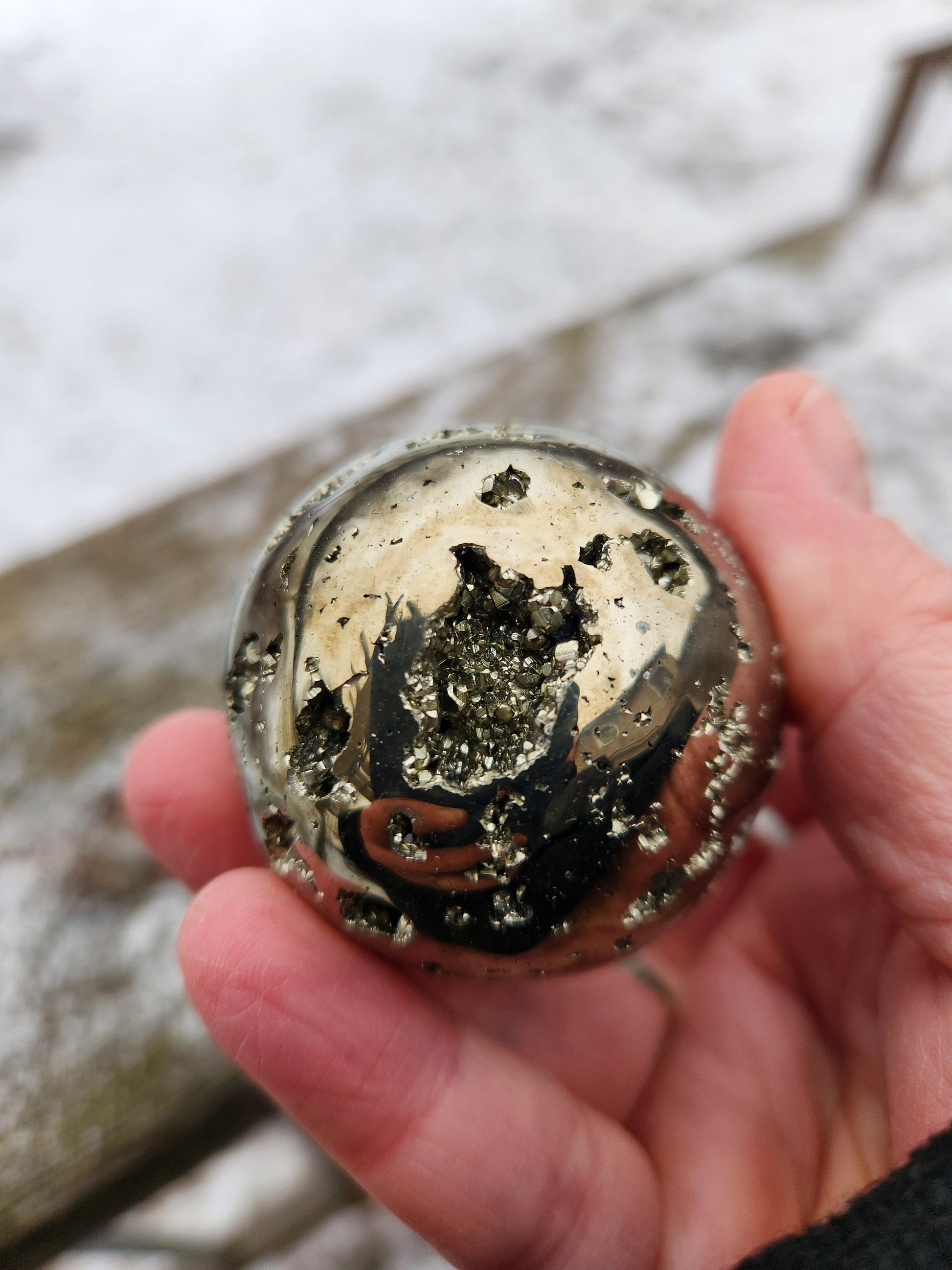 AAA Pyrite Sphere: Natural Crystal with Druzy Pockets