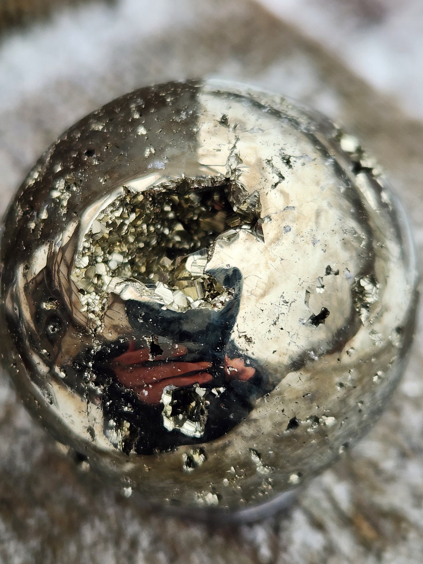 AAA Pyrite Sphere: Natural Stone Crystal with Caves