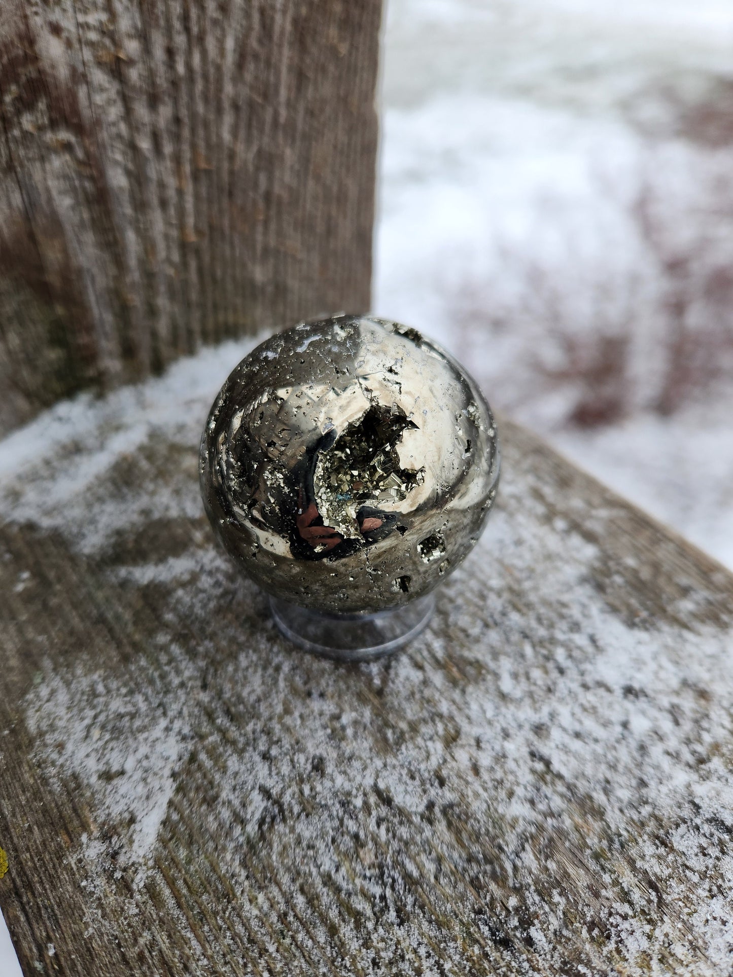 AAA Pyrite Sphere: Natural Stone Crystal with Caves
