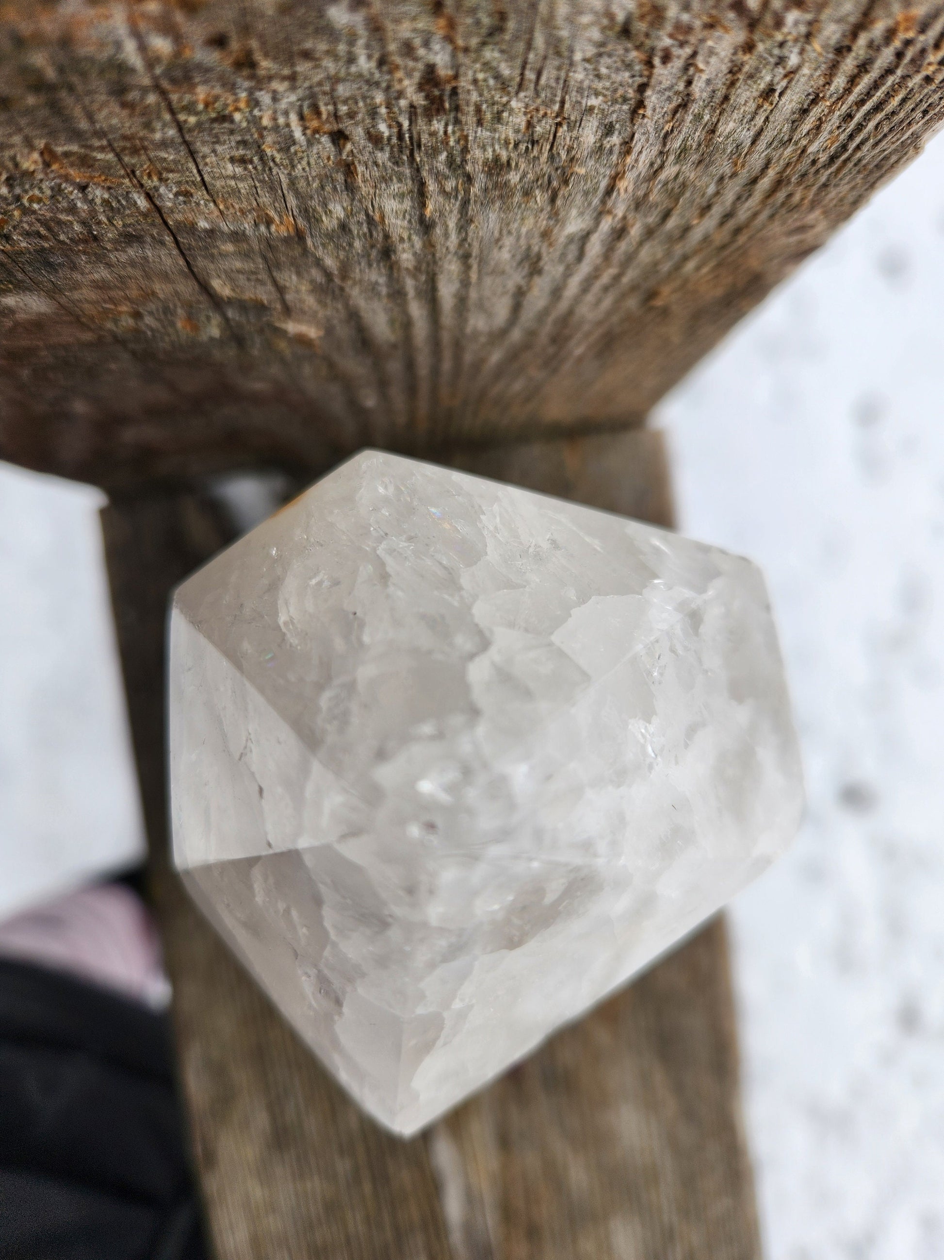 Gorgeous Unique White Druzy Agate Crystal Rock Tower with multiple caves & Black Inclusions