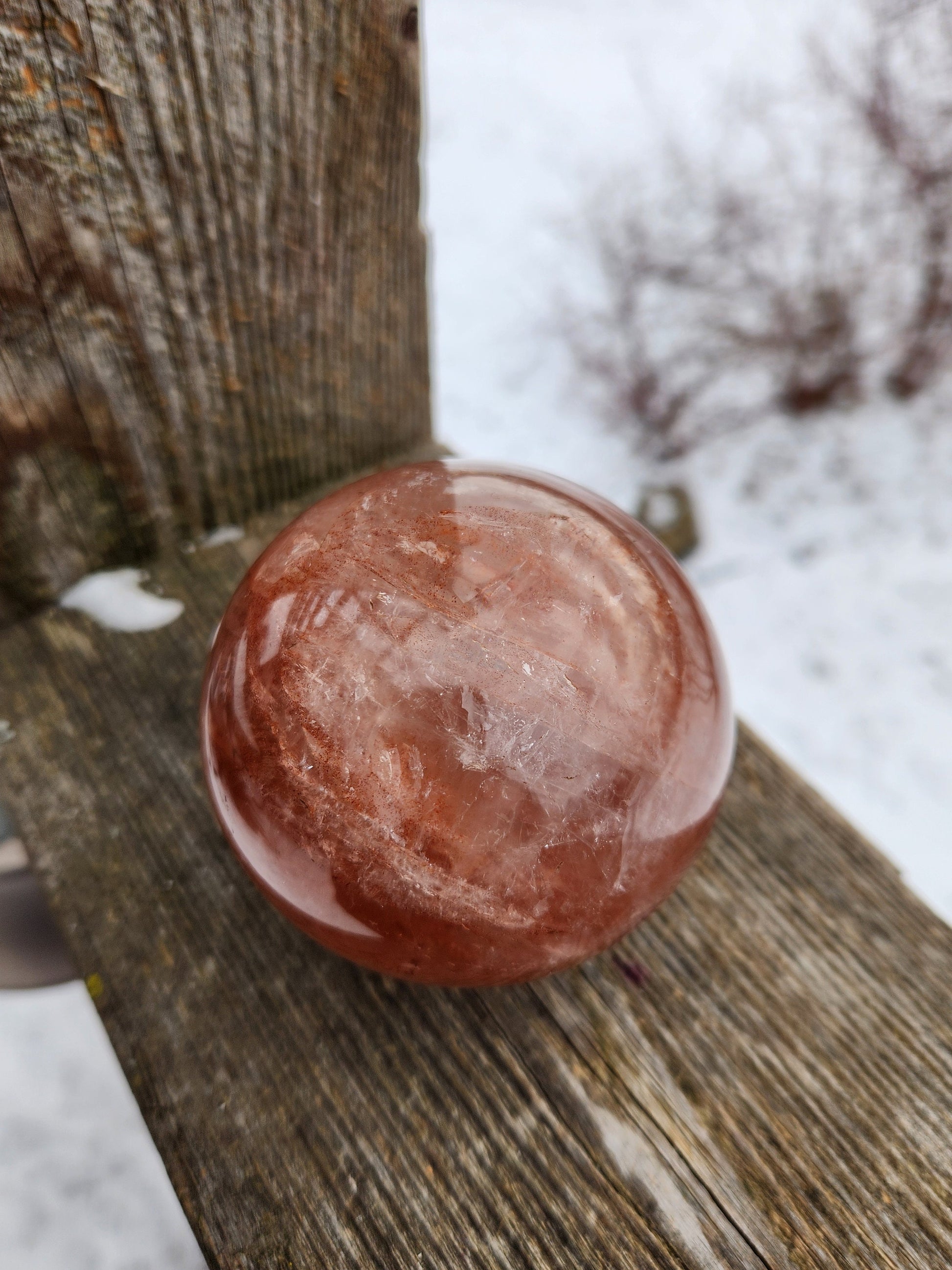 Large Fire Quartz Sphere: Rainbow Crystal Stone (3.13 inch)