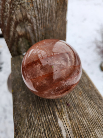 Large Fire Quartz Sphere: Rainbow Crystal Stone (3.13 inch)