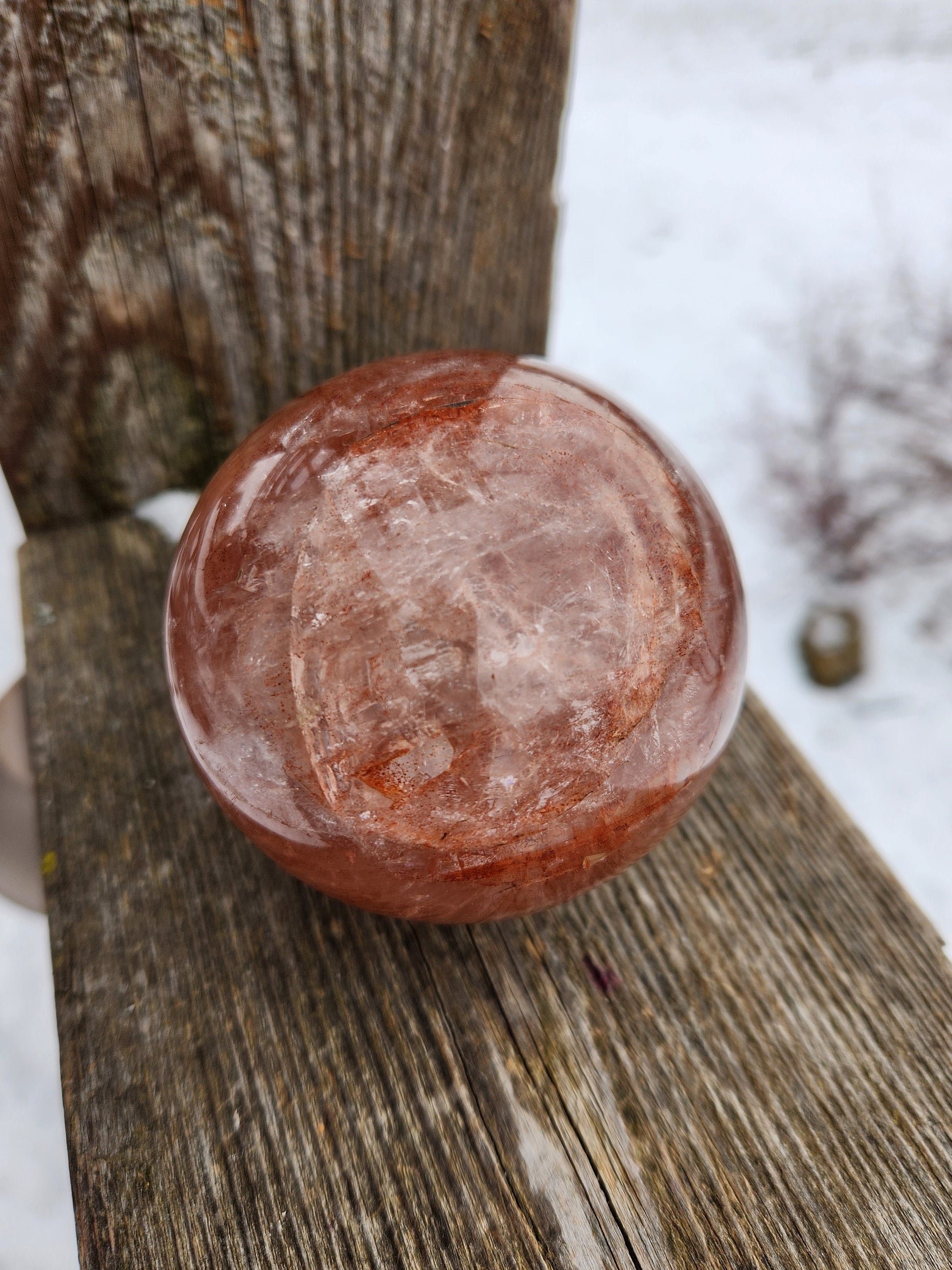 Large Fire Quartz Sphere: Rainbow Crystal Stone (3.13 inch)