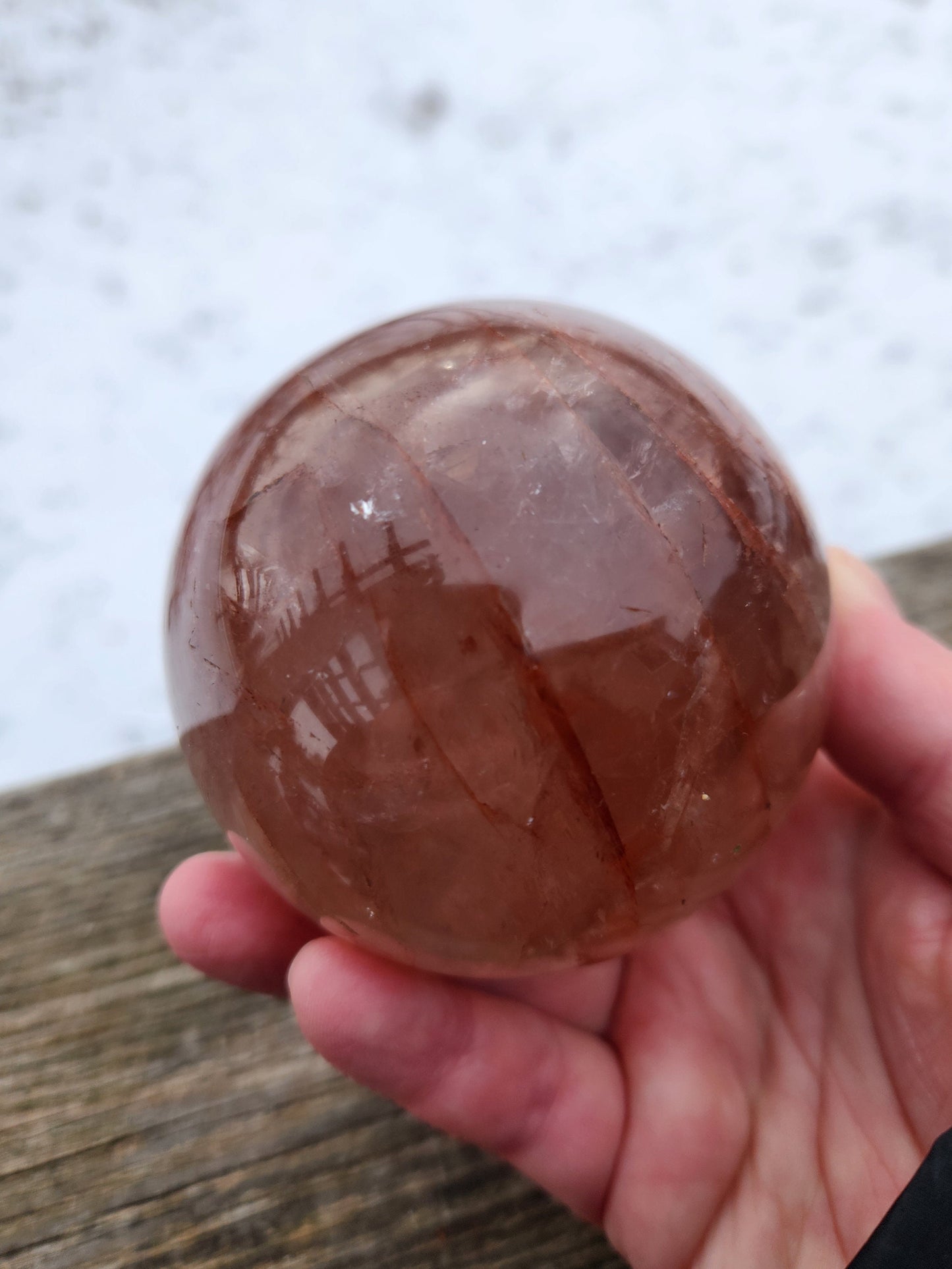 Large Fire Quartz Sphere: Rainbow Crystal Stone (3.13 inch)