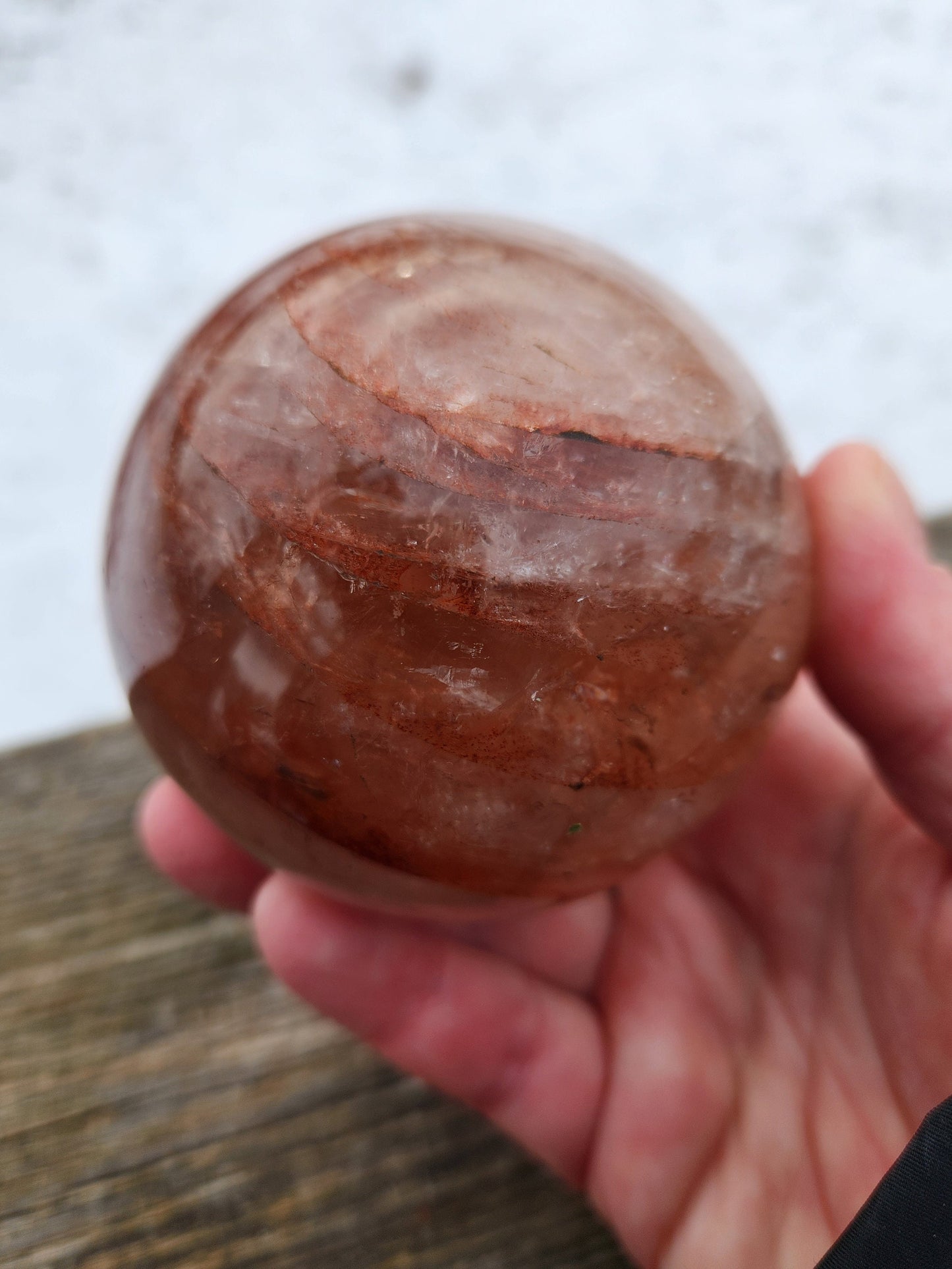Large Fire Quartz Sphere: Rainbow Crystal Stone (3.13 inch)