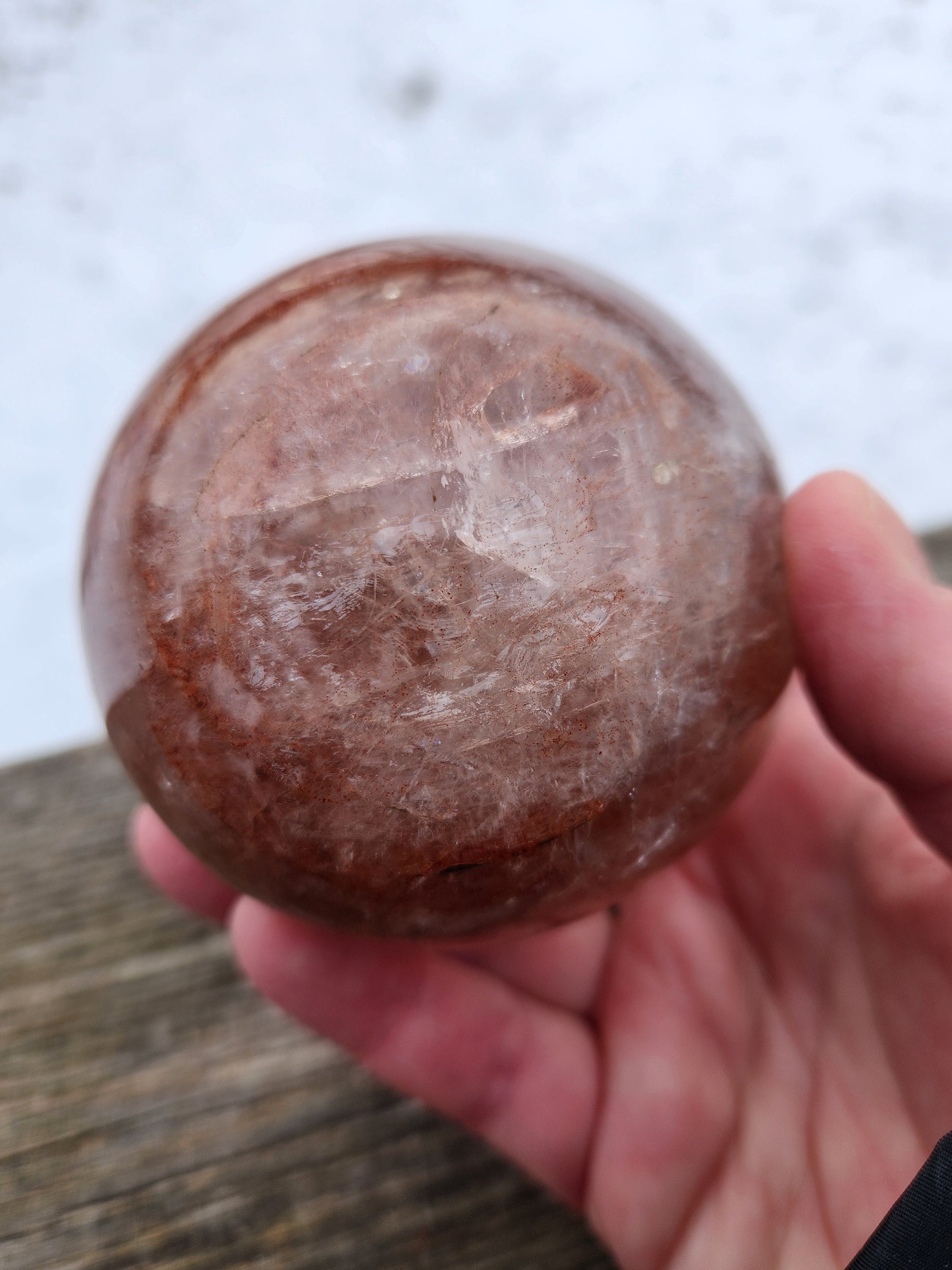 Large Fire Quartz Sphere: Rainbow Crystal Stone (3.13 inch)