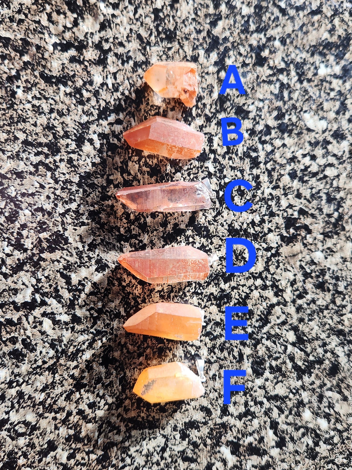 Raw Tangerine Quartz Crystal Point Pendant: Silver Bale