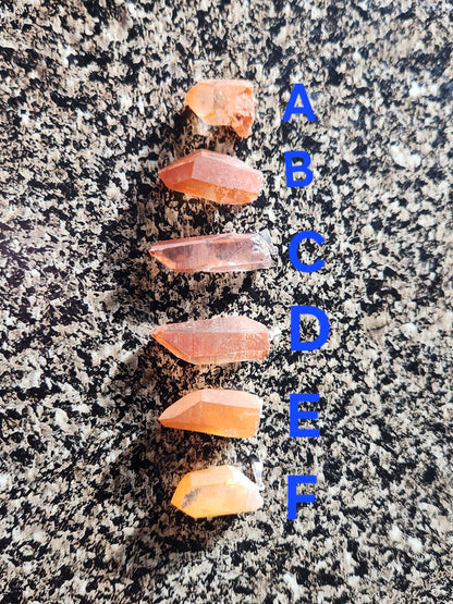 Raw Tangerine Quartz Crystal Point Pendant: Silver Bale