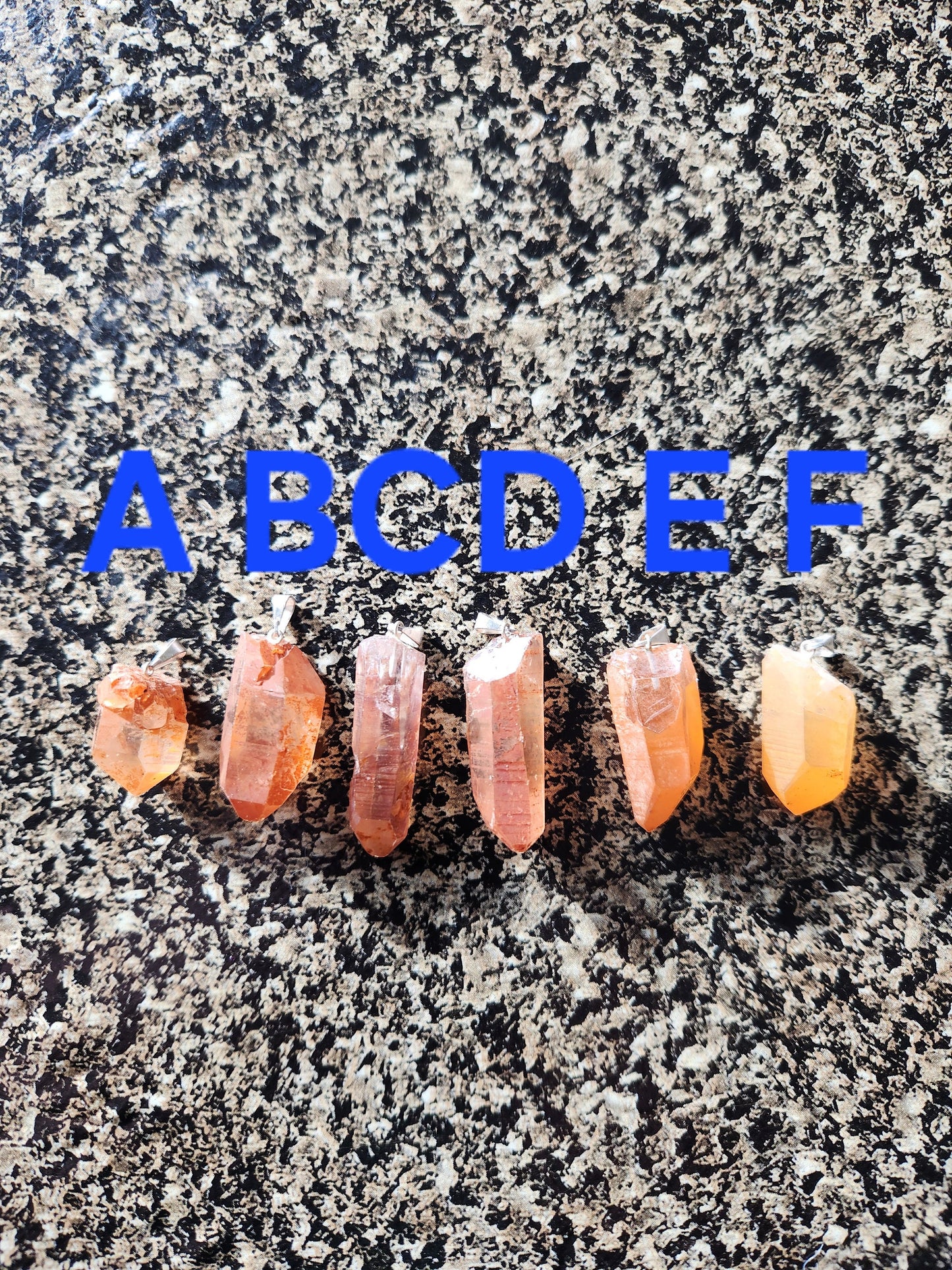 Raw Tangerine Quartz Crystal Point Pendant: Silver Bale