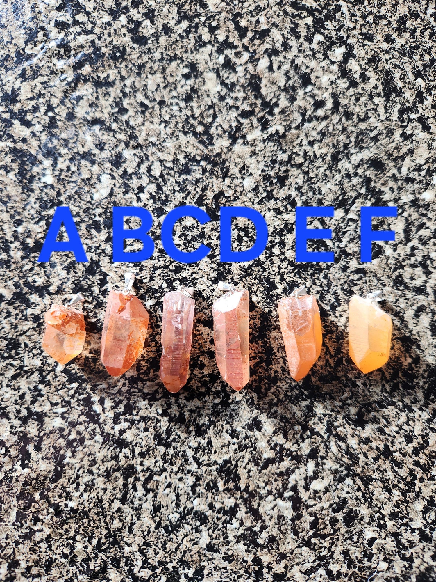 Raw Tangerine Quartz Crystal Point Pendant: Silver Bale