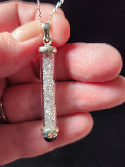 Sterling Silver Herkimer Diamond Pendant Necklace with Black Onyx