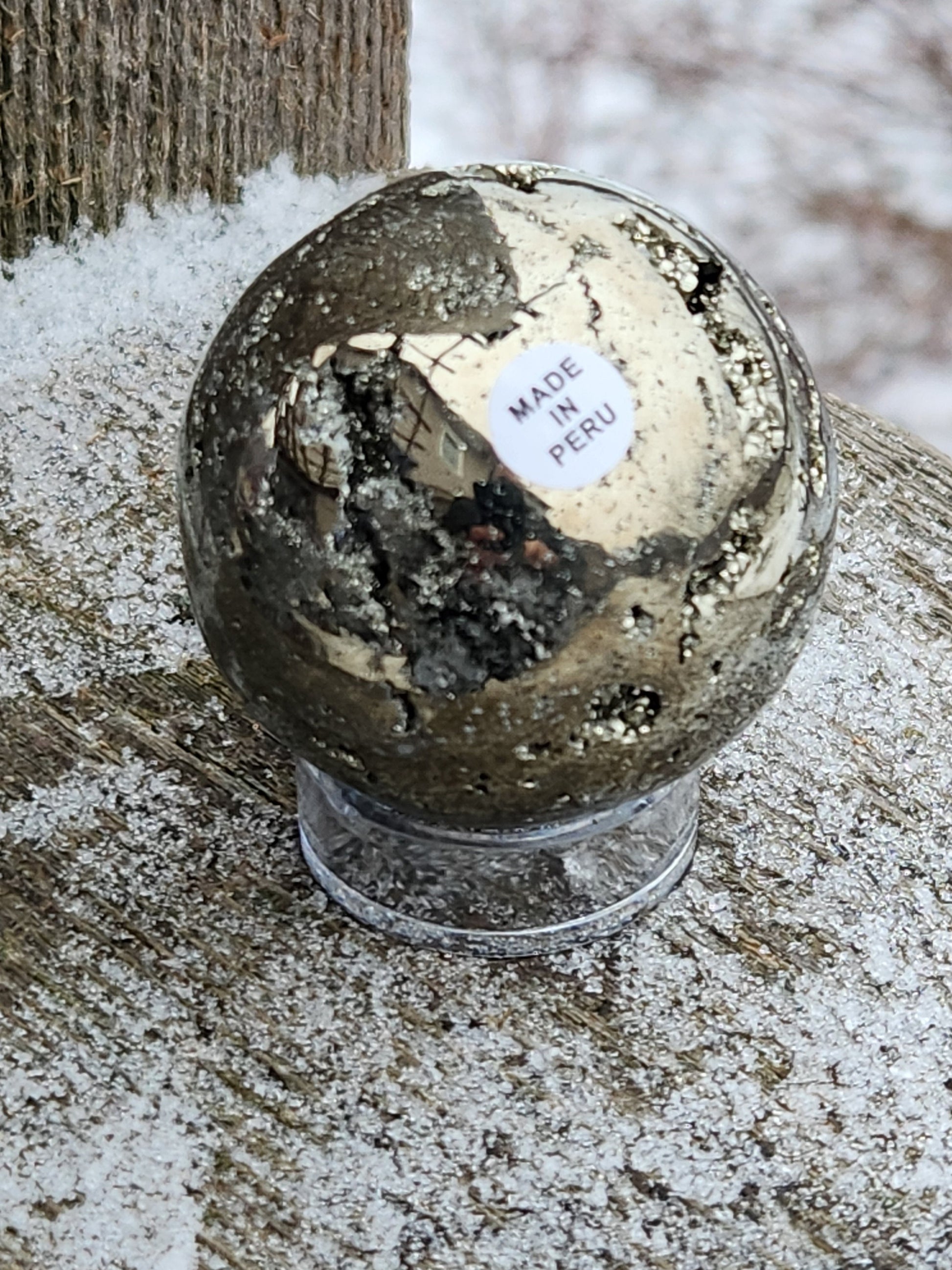 AAA Pyrite Sphere: Natural Crystal with Druzy Pockets