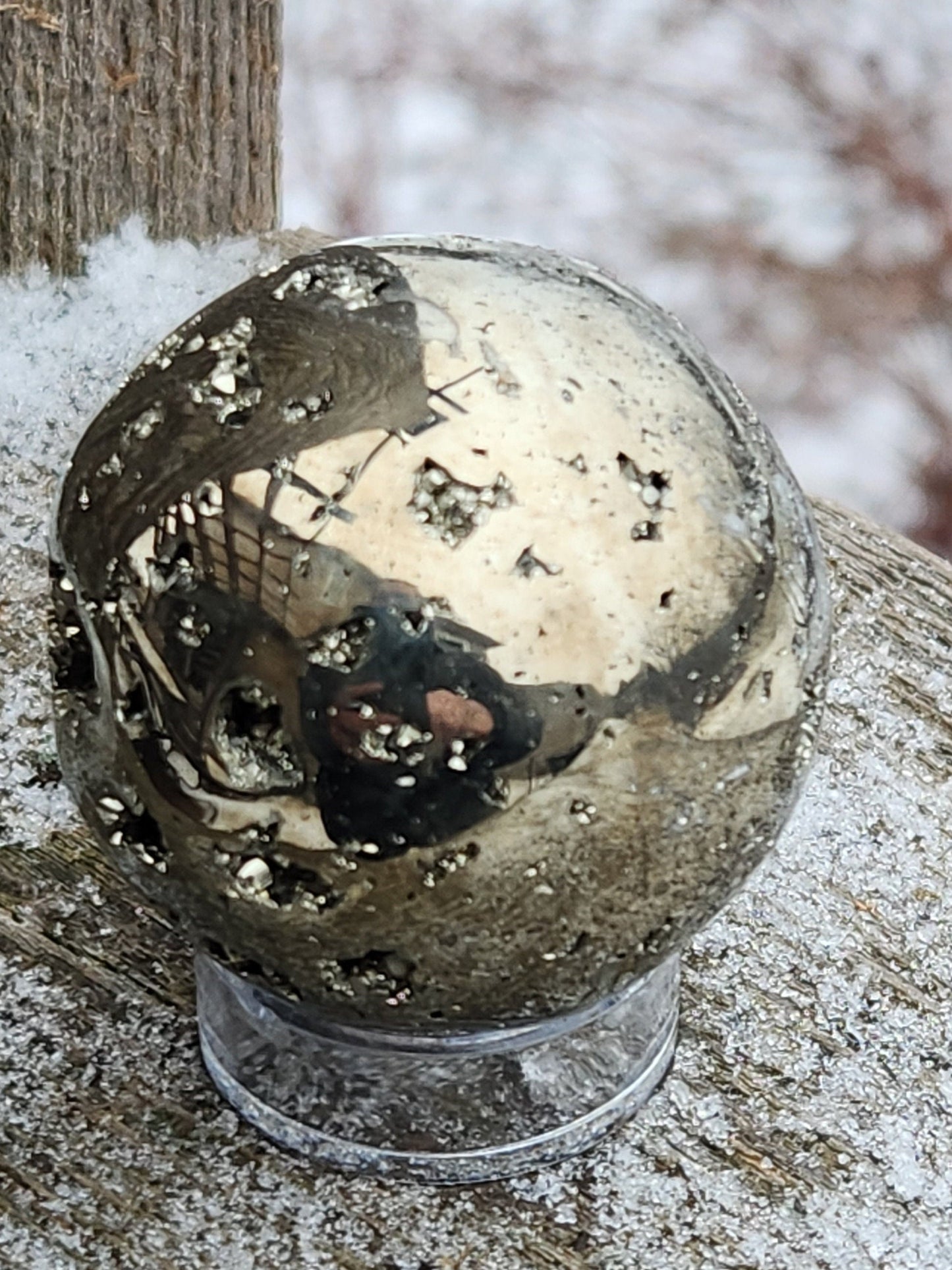 AAA Pyrite Sphere: Natural Crystal with Druzy Pockets