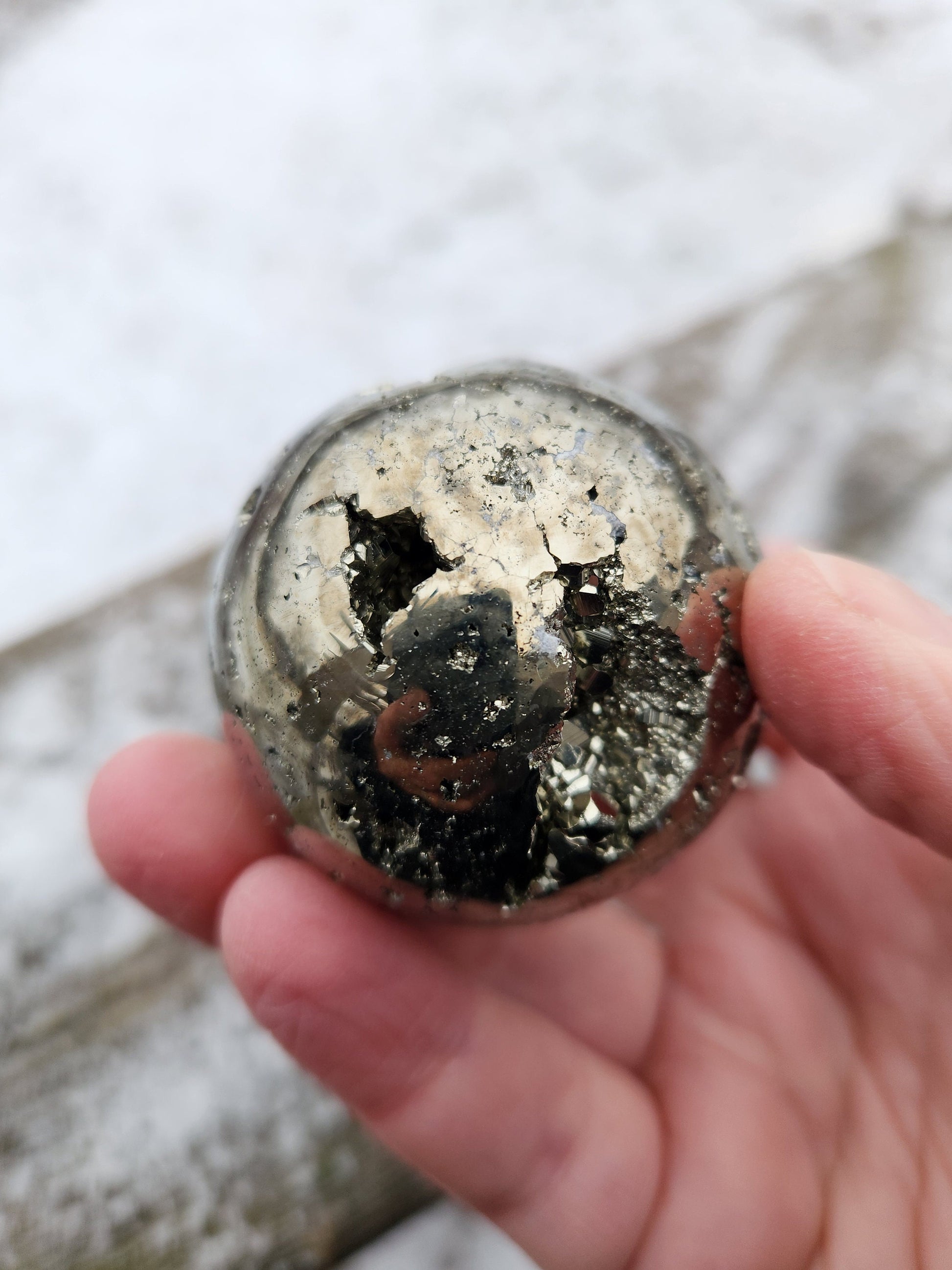 Beautiful AAA Pyrite Sphere Natural Stone Crystal with Caves