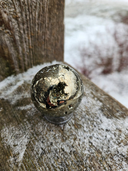 AAA Pyrite Sphere: Natural Stone Crystal with Caves