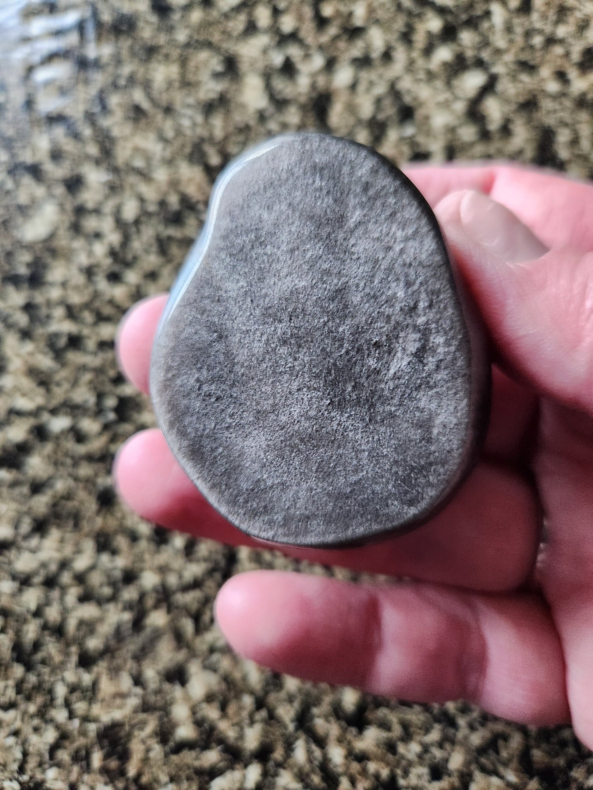 Super Cute Silver Sheen Obsidian Sleeping Cat Natural Stone Crystal with flash