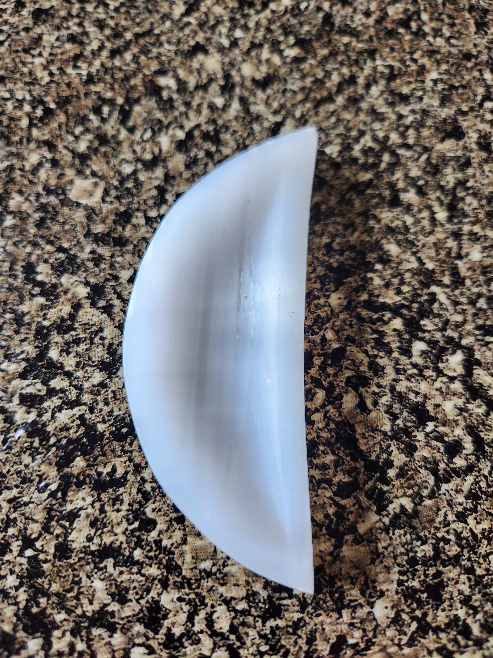 Beautiful Selenite Crystal Half Moon Shallow Bowl Tray Charging