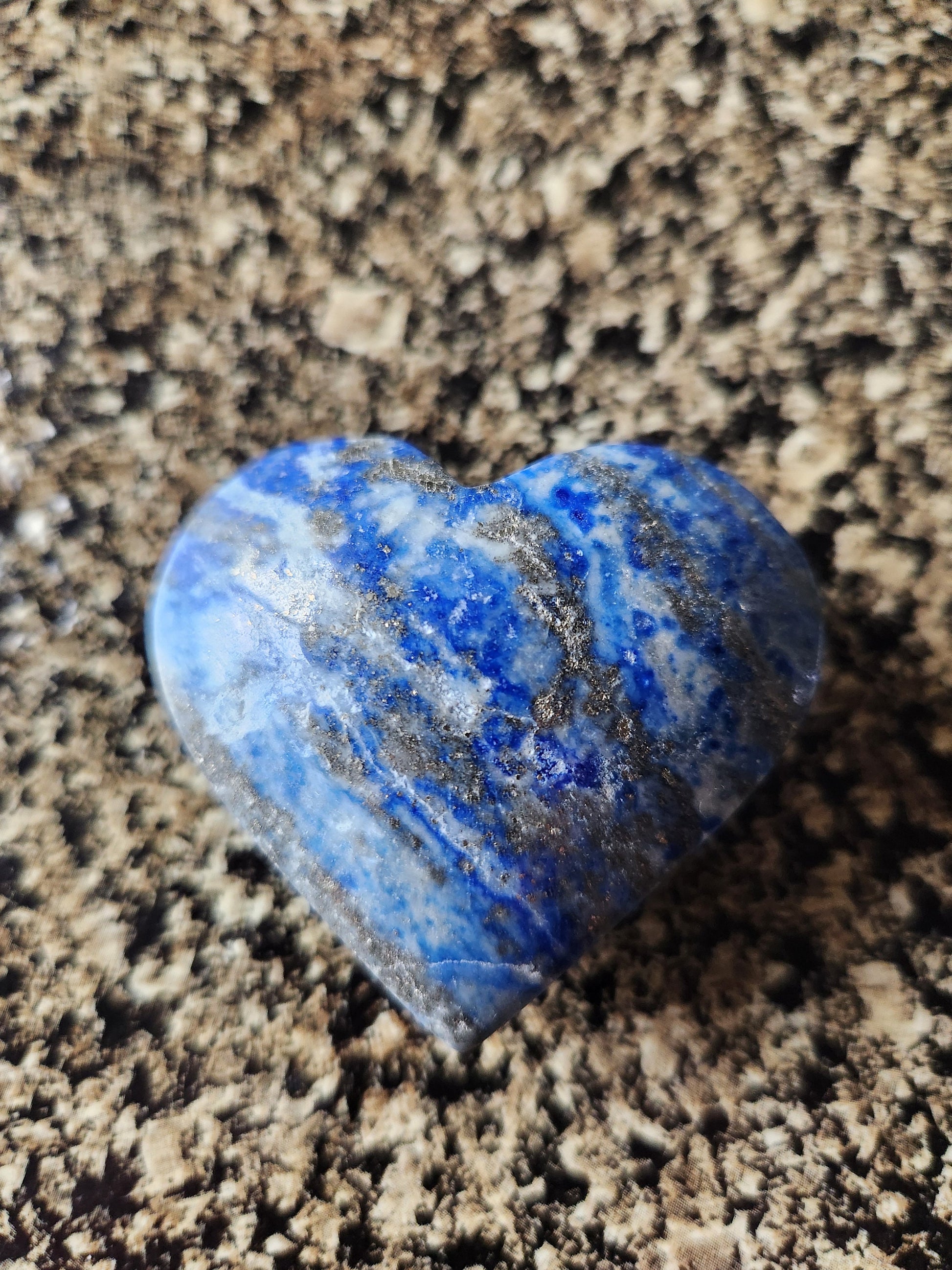 Gorgeous AAA Thick Lapis Lazuli Crystal Stone Heart with a lot of pyrite