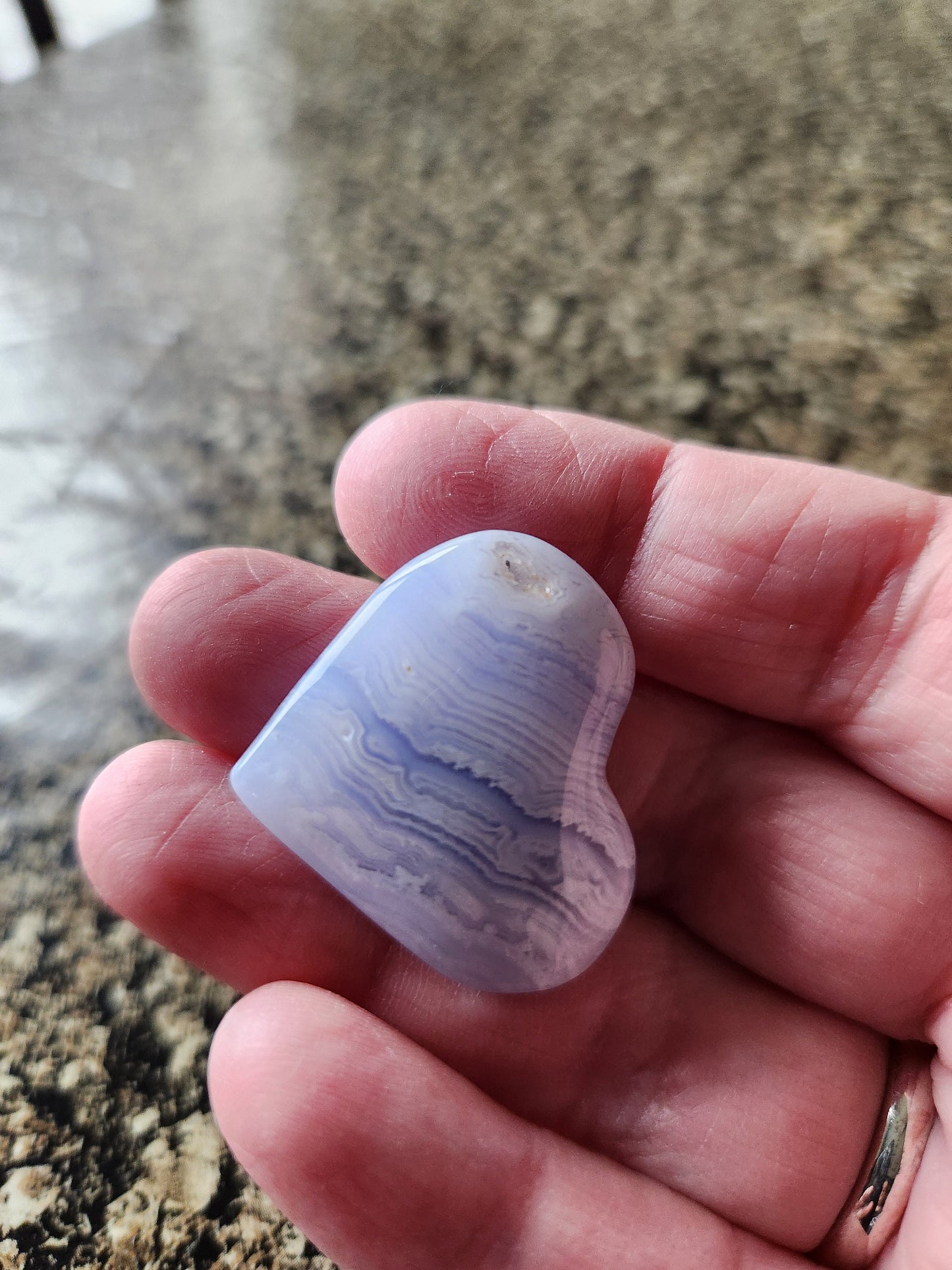 Gorgeous AAA Blue Lace Agate Crystal Stone Small Heart with Druzy Cave Portal