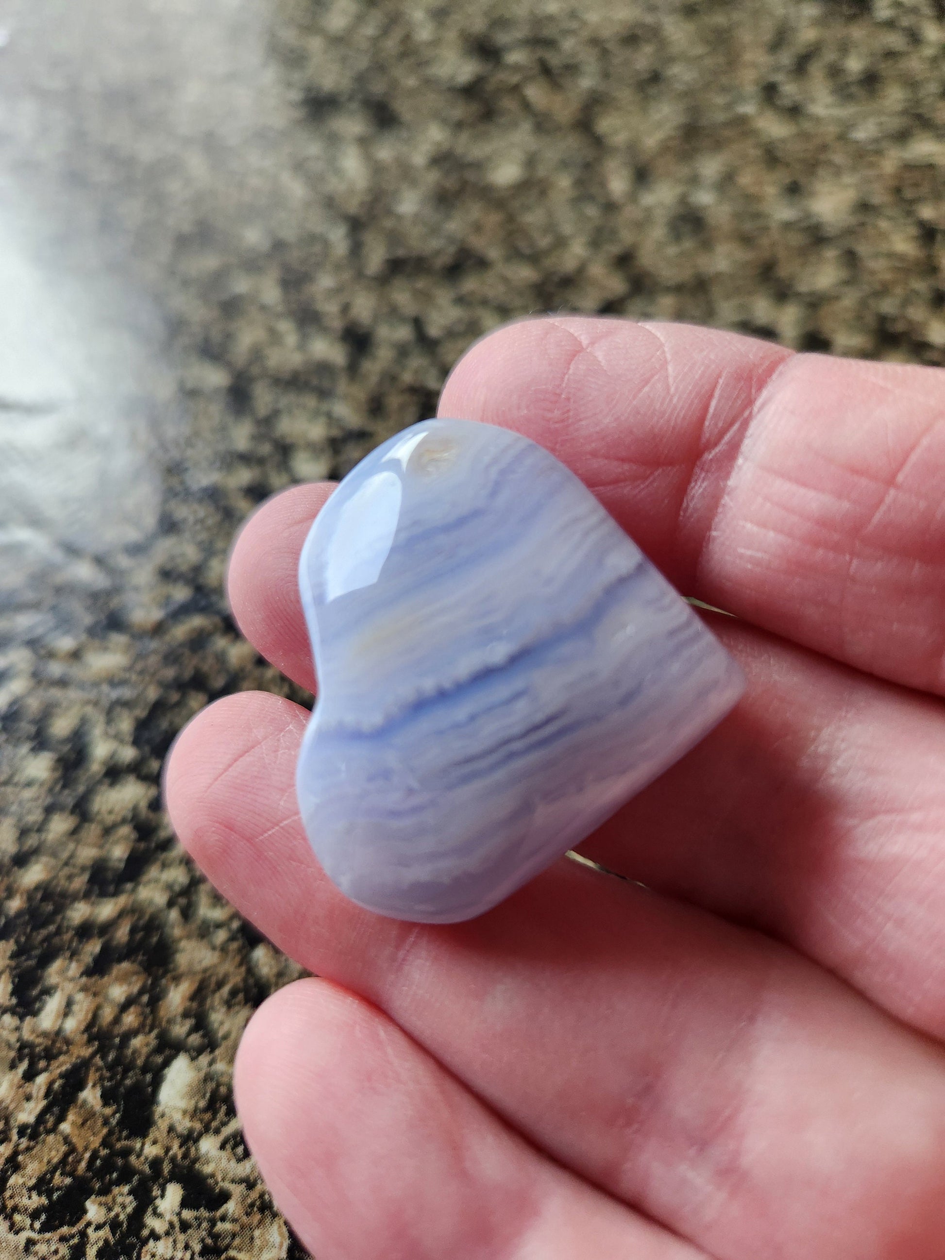 Gorgeous AAA Blue Lace Agate Crystal Stone Small Heart with Druzy Cave Portal