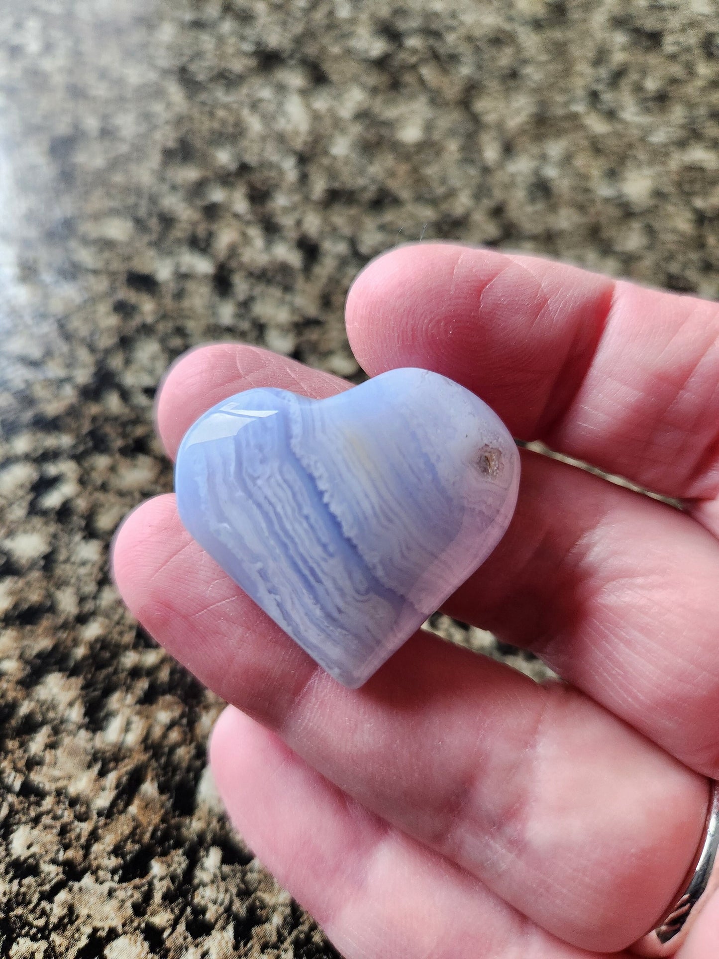 Gorgeous AAA Blue Lace Agate Crystal Stone Small Heart with Druzy Cave Portal