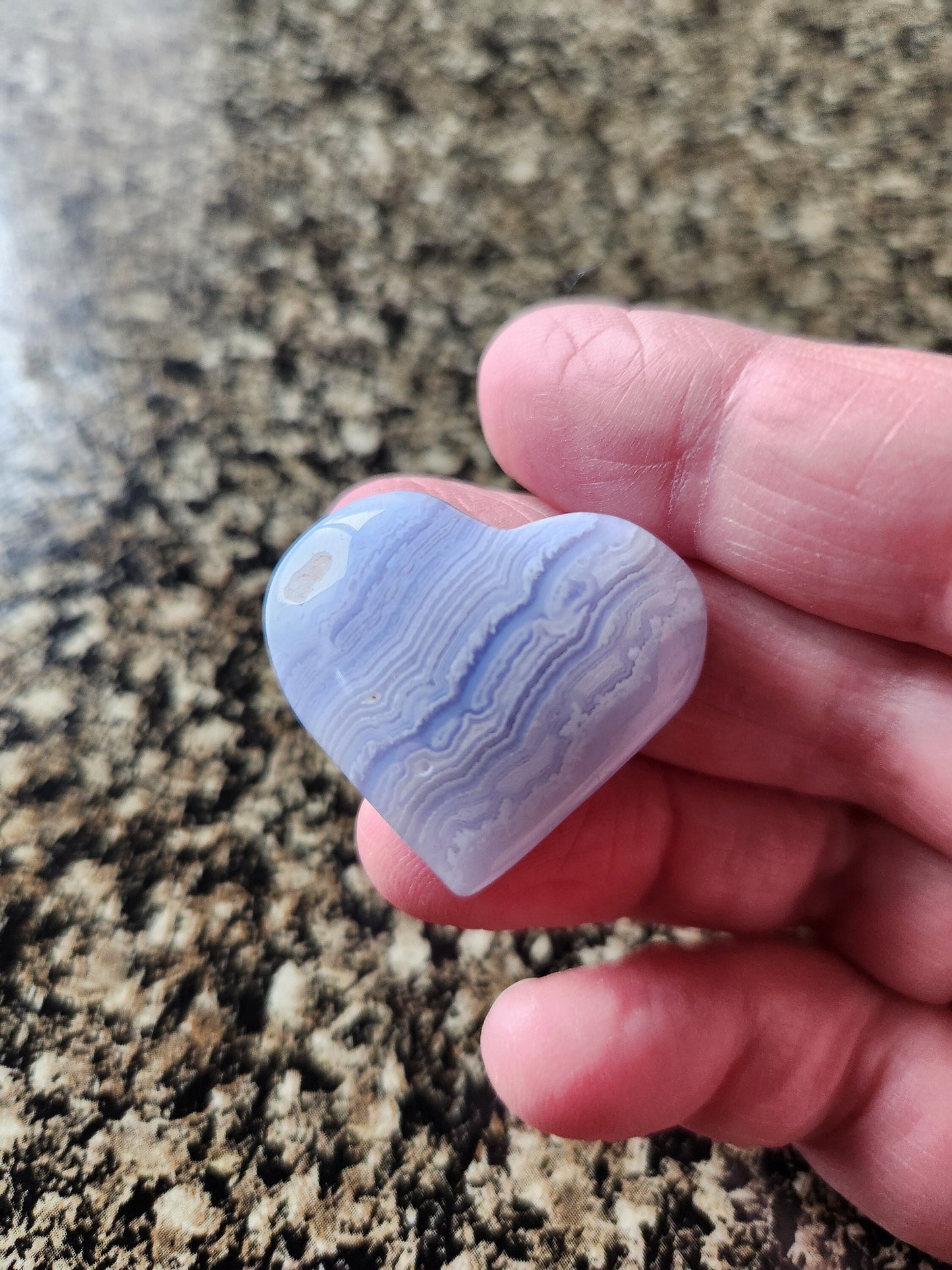 Gorgeous AAA Blue Lace Agate Crystal Stone Small Heart with Druzy Cave Portal