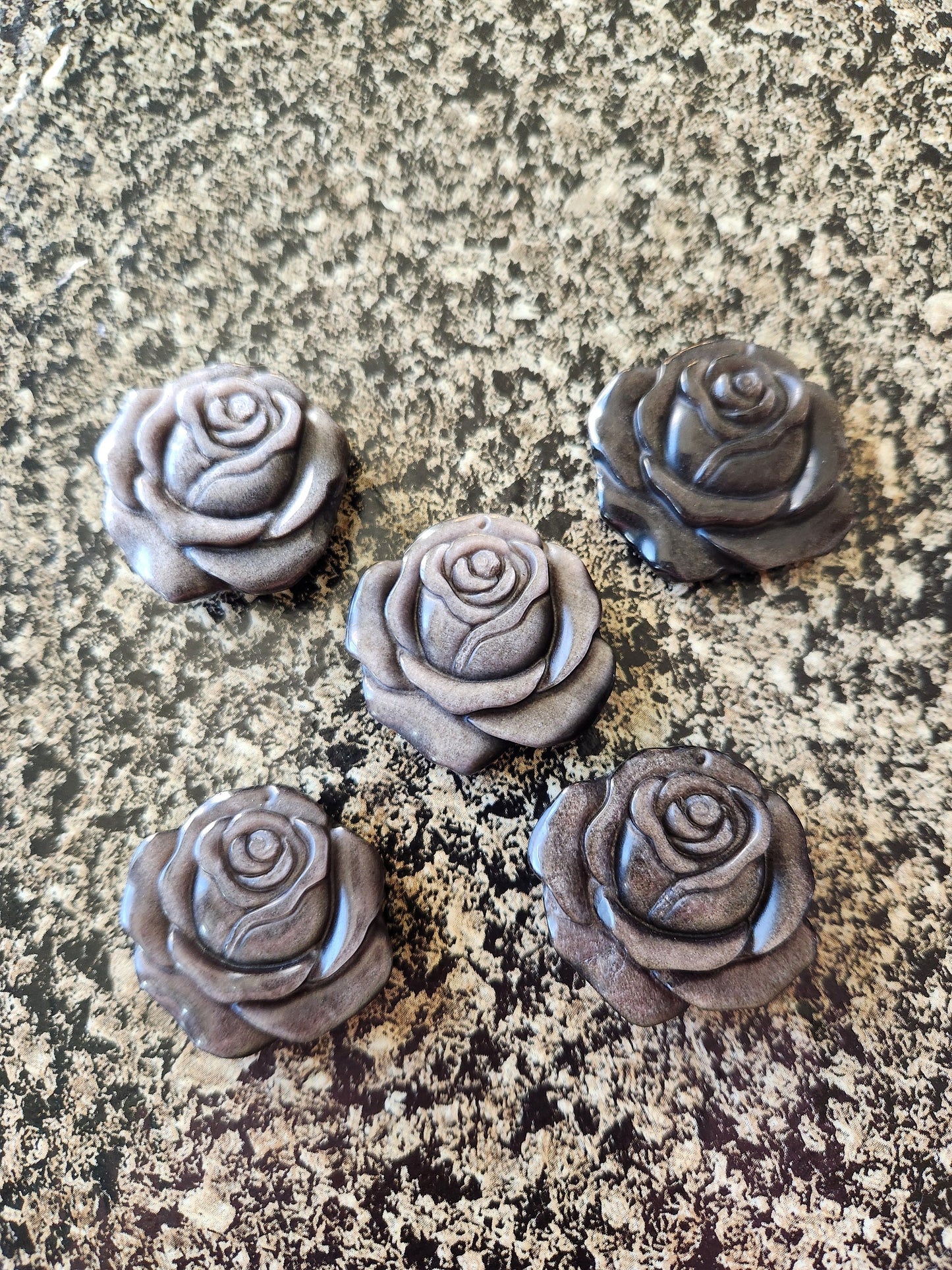 Silver Sheen Obsidian Carved Rose: Natural Stone Crystal