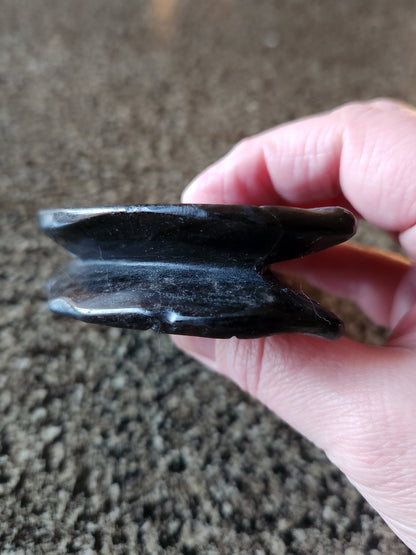 Silver Sheen Obsidian Angel: Natural Stone Fairy Crystal