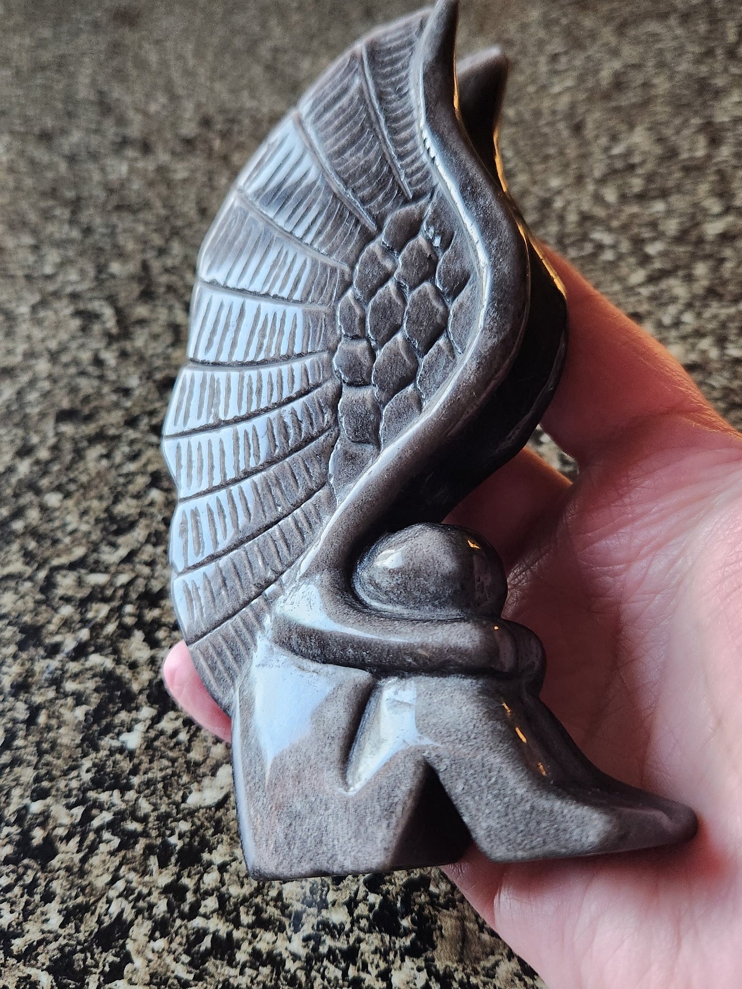 Silver Sheen Obsidian Angel: Natural Stone Fairy Crystal