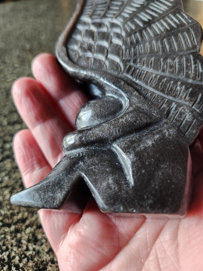 Silver Sheen Obsidian Angel: Natural Stone Fairy Crystal