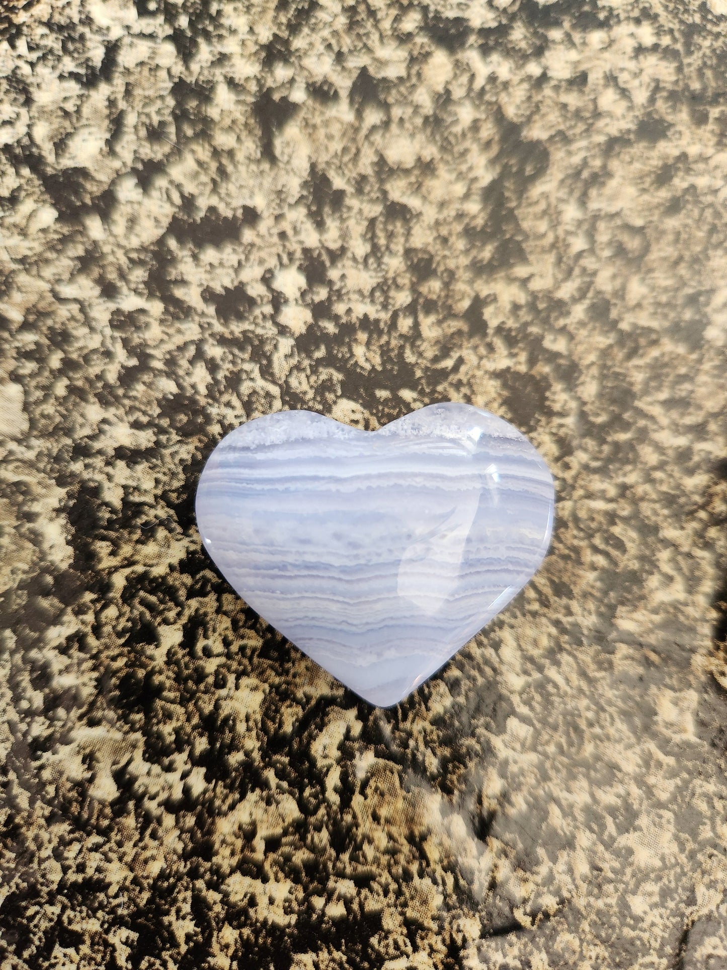 AAA Blue Lace Agate Crystal Heart: Banded Stone