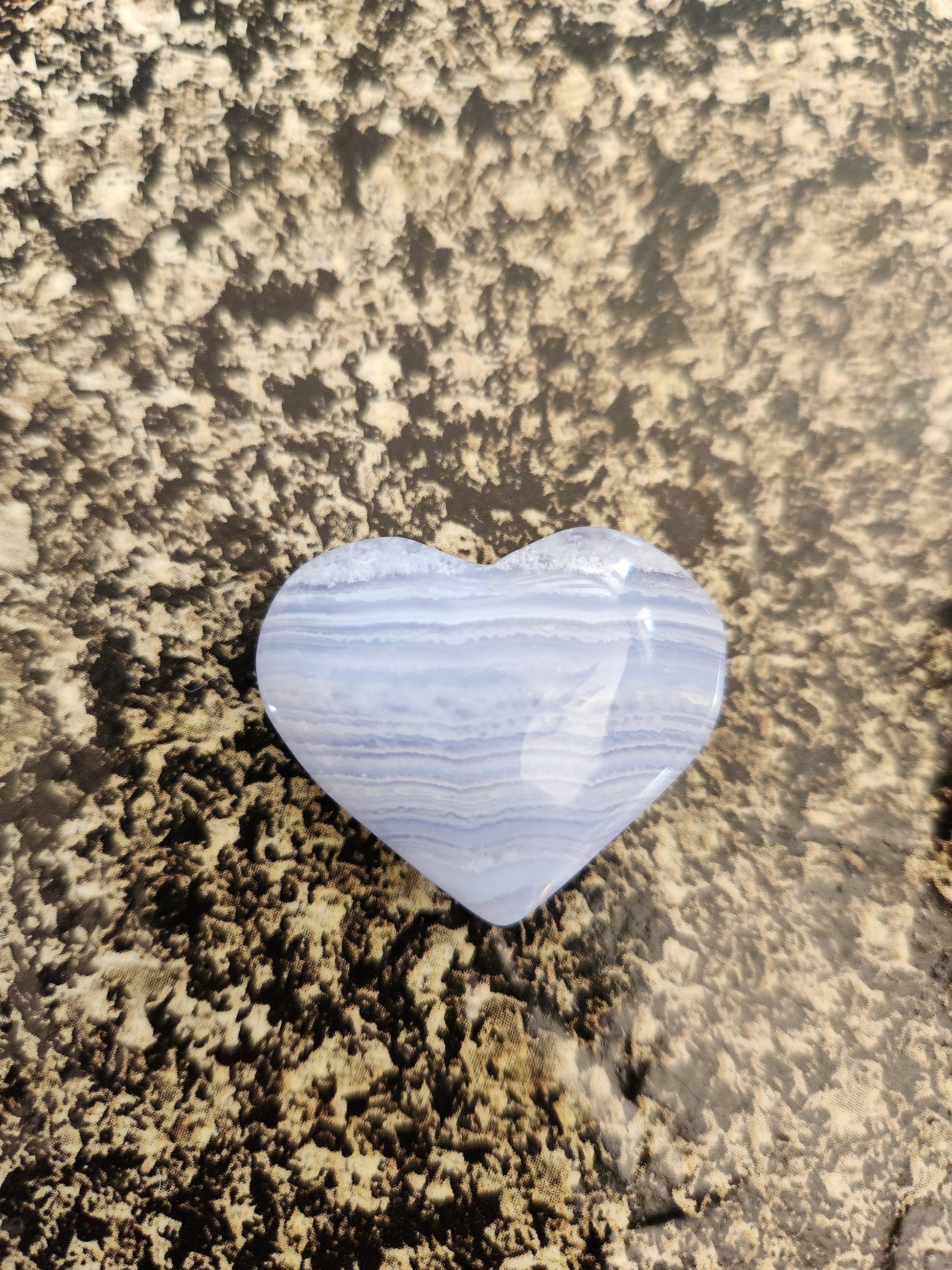 AAA Blue Lace Agate Crystal Heart: Banded Stone