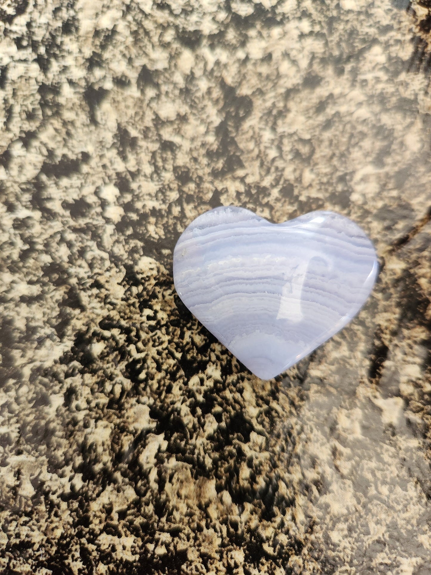 AAA Blue Lace Agate Crystal Heart: Banded Stone