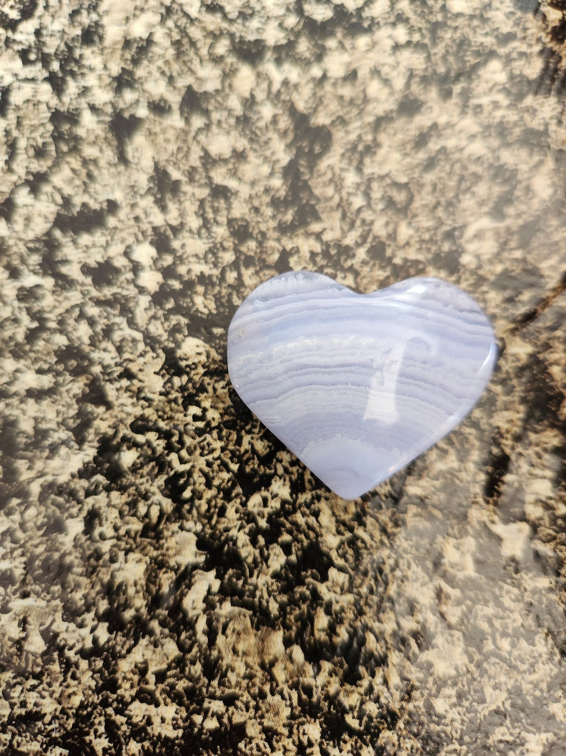 AAA Blue Lace Agate Crystal Heart: Banded Stone