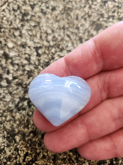 AAA Blue Lace Agate Crystal Heart: Banded Stone