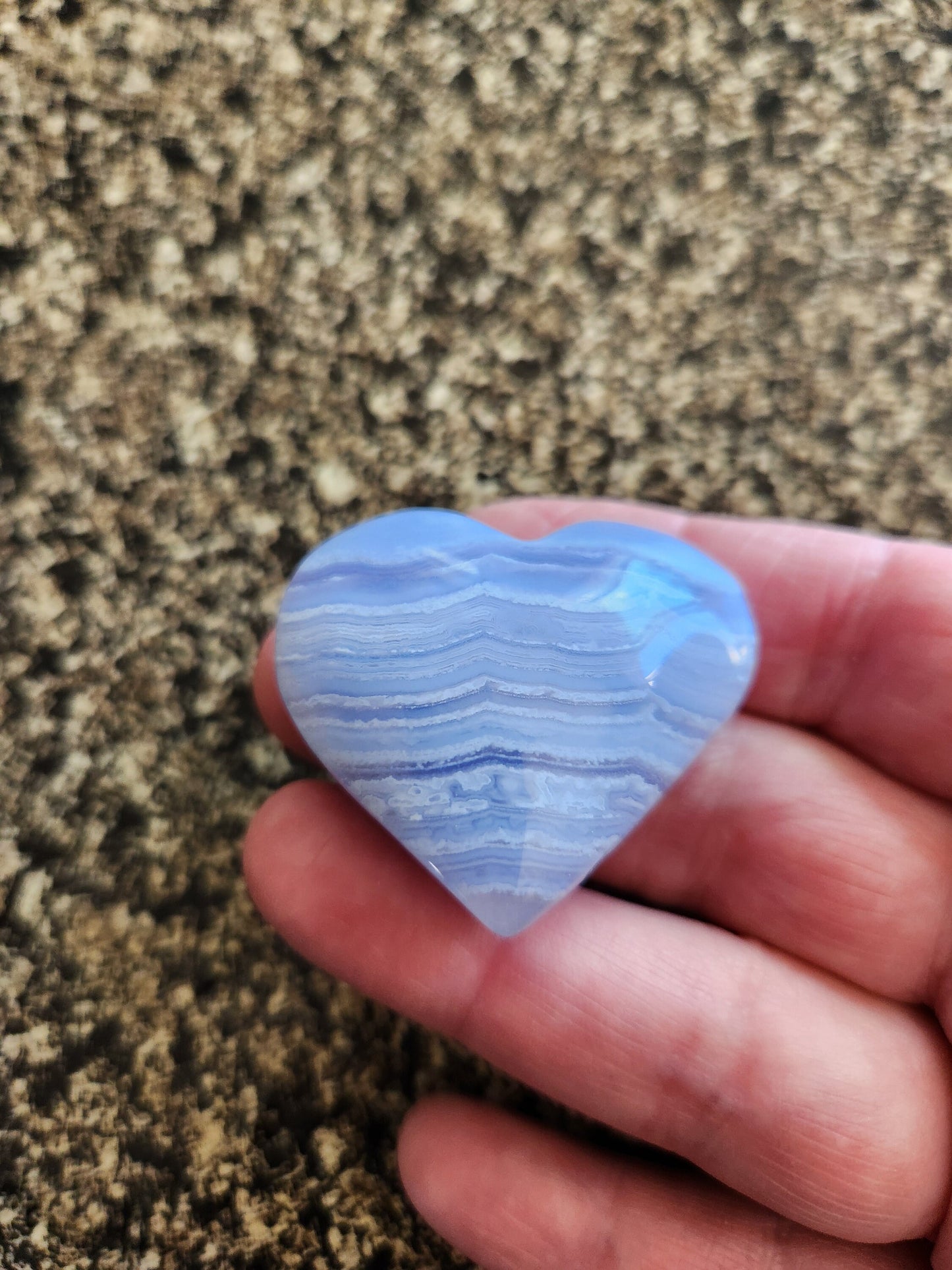 Gorgeous AAA Blue Lace Agate Crystal Stone Small to Medium Heart with Beautiful Banding