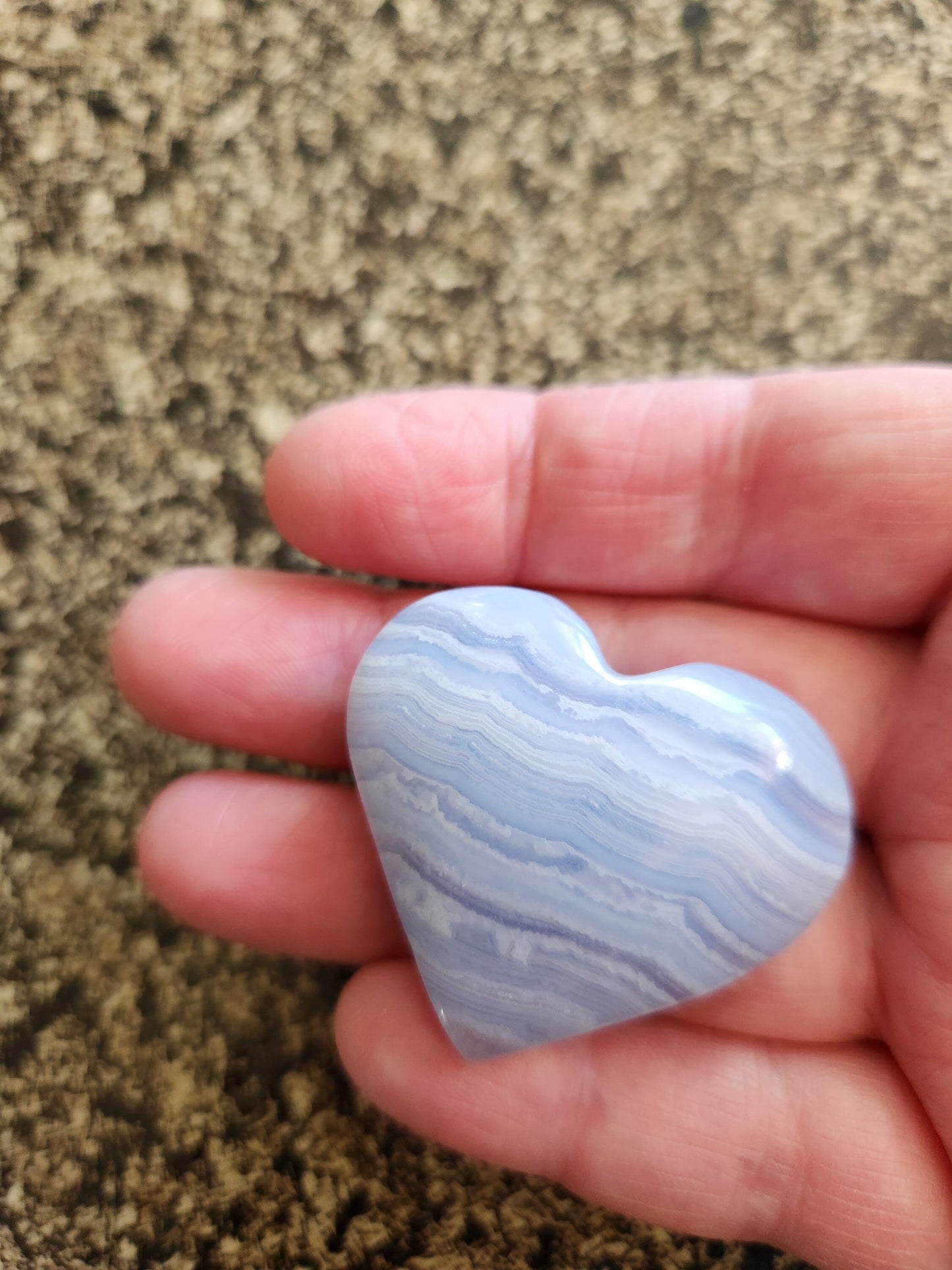 Gorgeous AAA Blue Lace Agate Crystal Stone Small to Medium Heart with Beautiful Banding