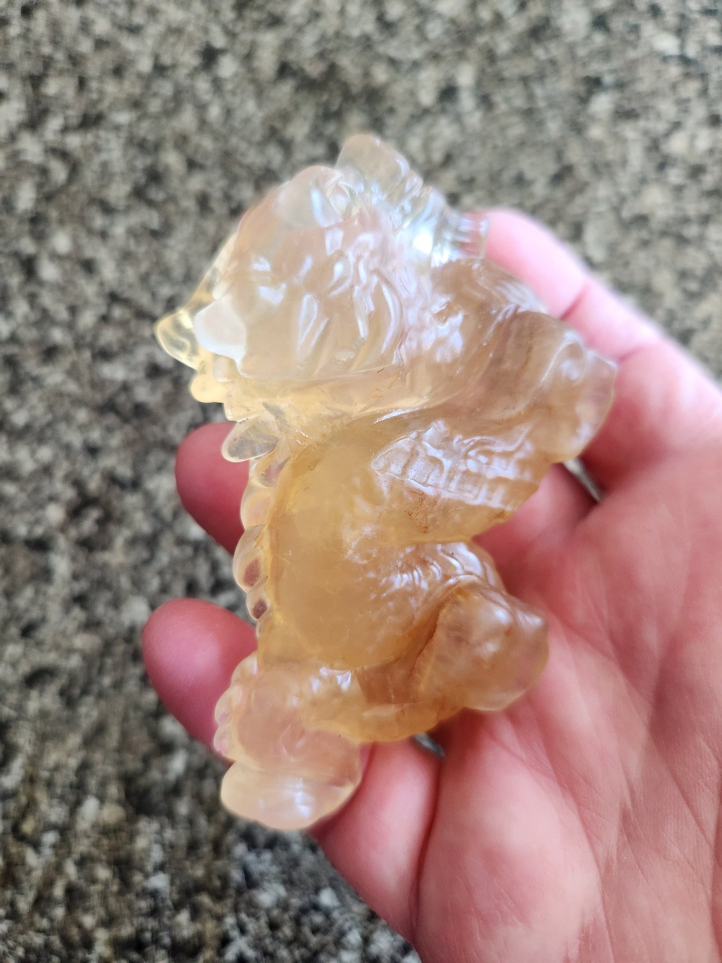 Crazy Cool Beautiful AAA Natural Yellow Fluorite Crystal Carved Dragon, Year of the Dragon