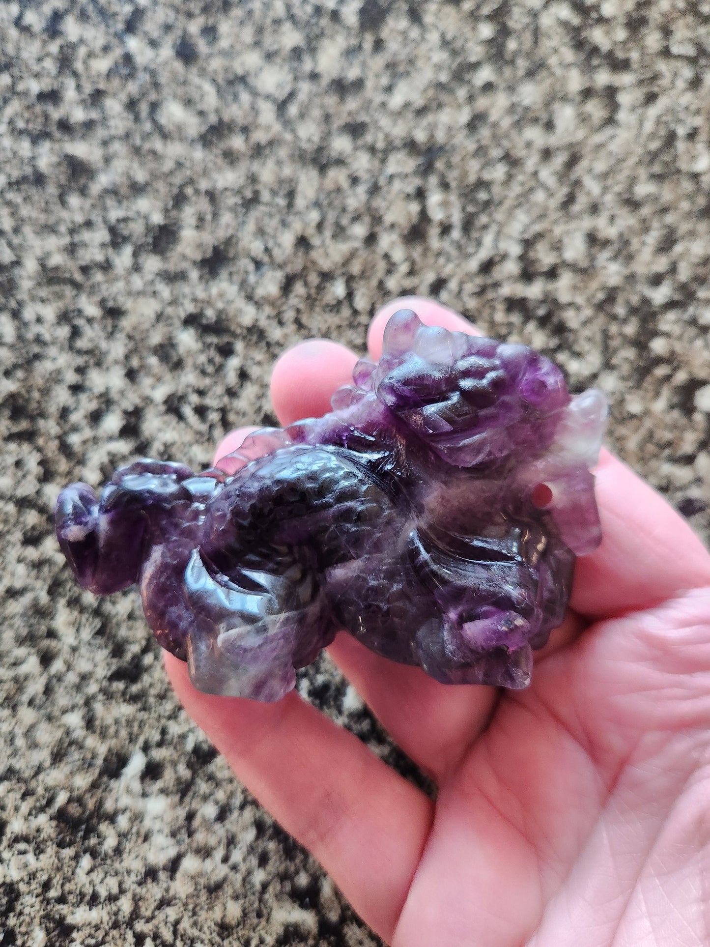 Crazy Cool Beautiful AAA Natural Purple Fluorite Crystal Carved Dragon, Year of the Dragon