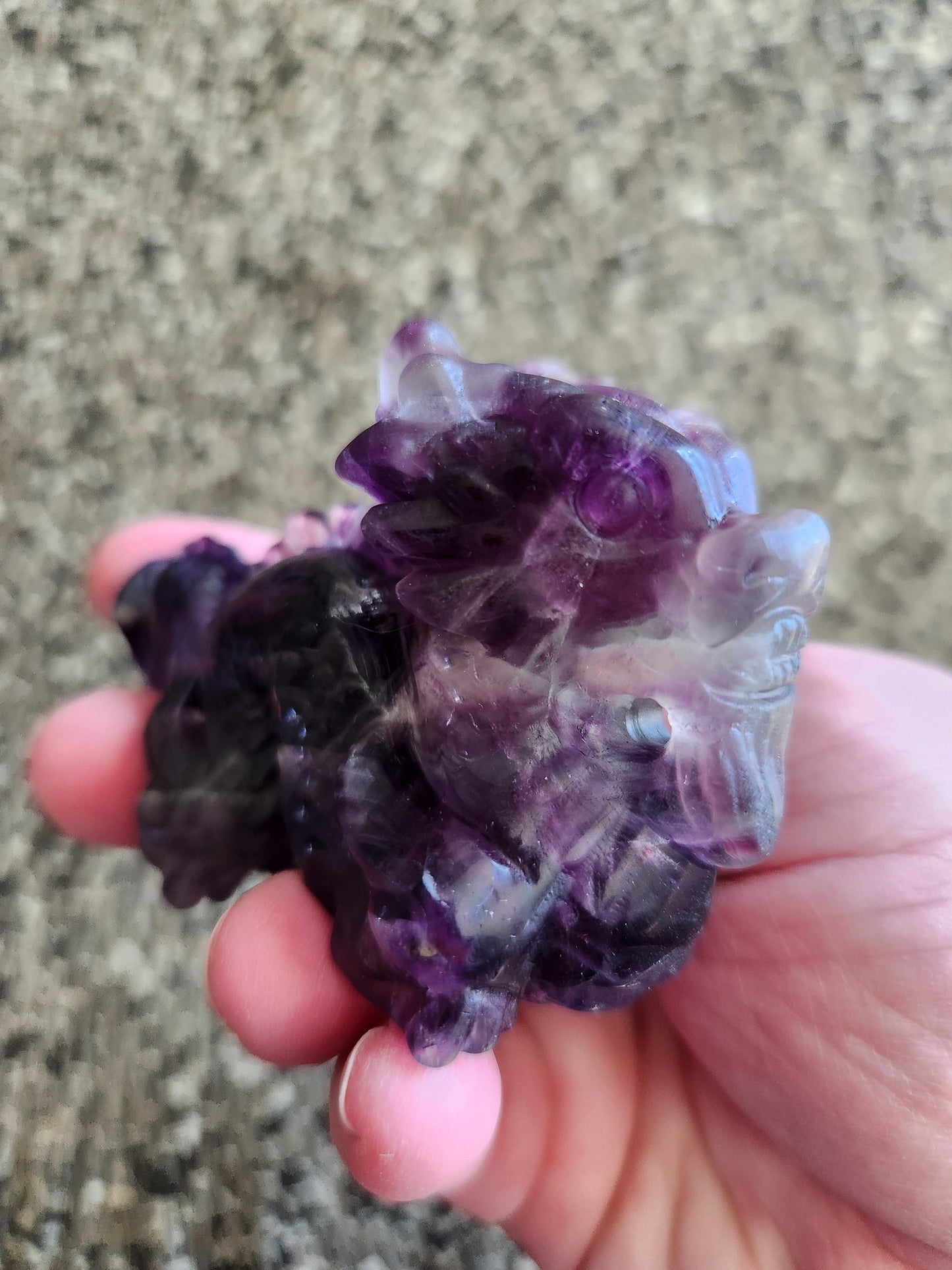 Crazy Cool Beautiful AAA Natural Purple Fluorite Crystal Carved Dragon, Year of the Dragon, DnD