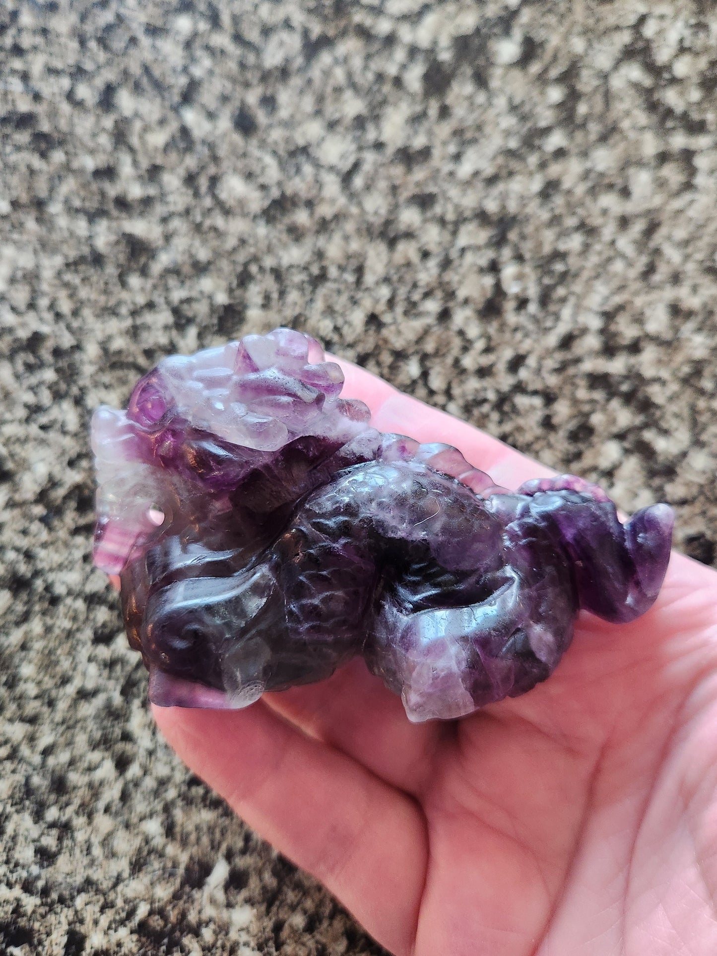 Crazy Cool Beautiful AAA Natural Purple Fluorite Crystal Carved Dragon, Year of the Dragon, DnD