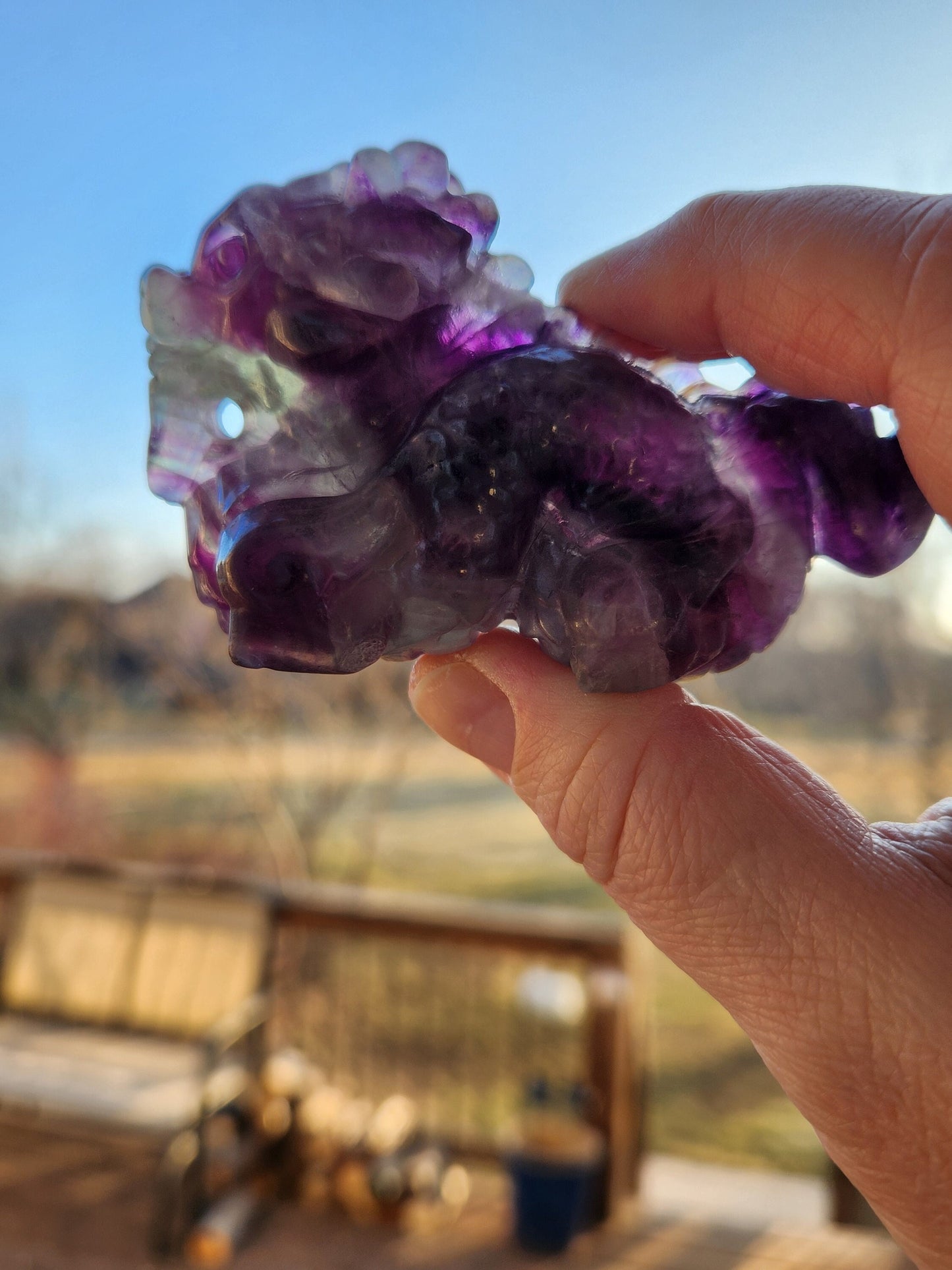 Crazy Cool Beautiful AAA Natural Purple Fluorite Crystal Carved Dragon, Year of the Dragon