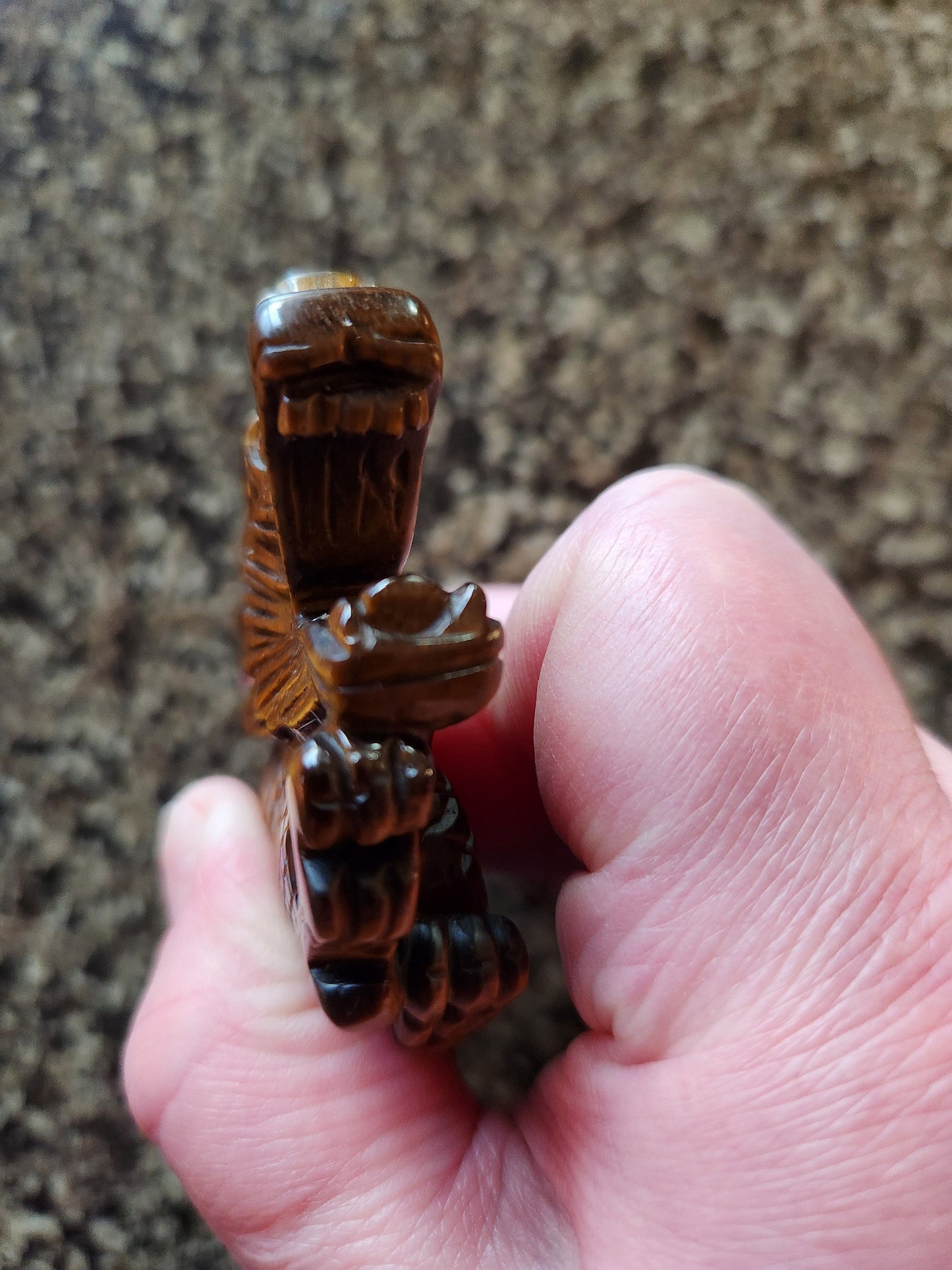 Tigers Eye Crystal Dragon Carving: Hand Carved Year of the Dragon