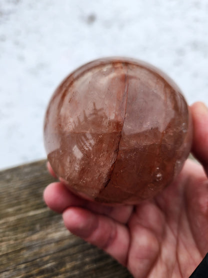 Large Fire Quartz Sphere: Rainbow Crystal Stone (3.13 inch)