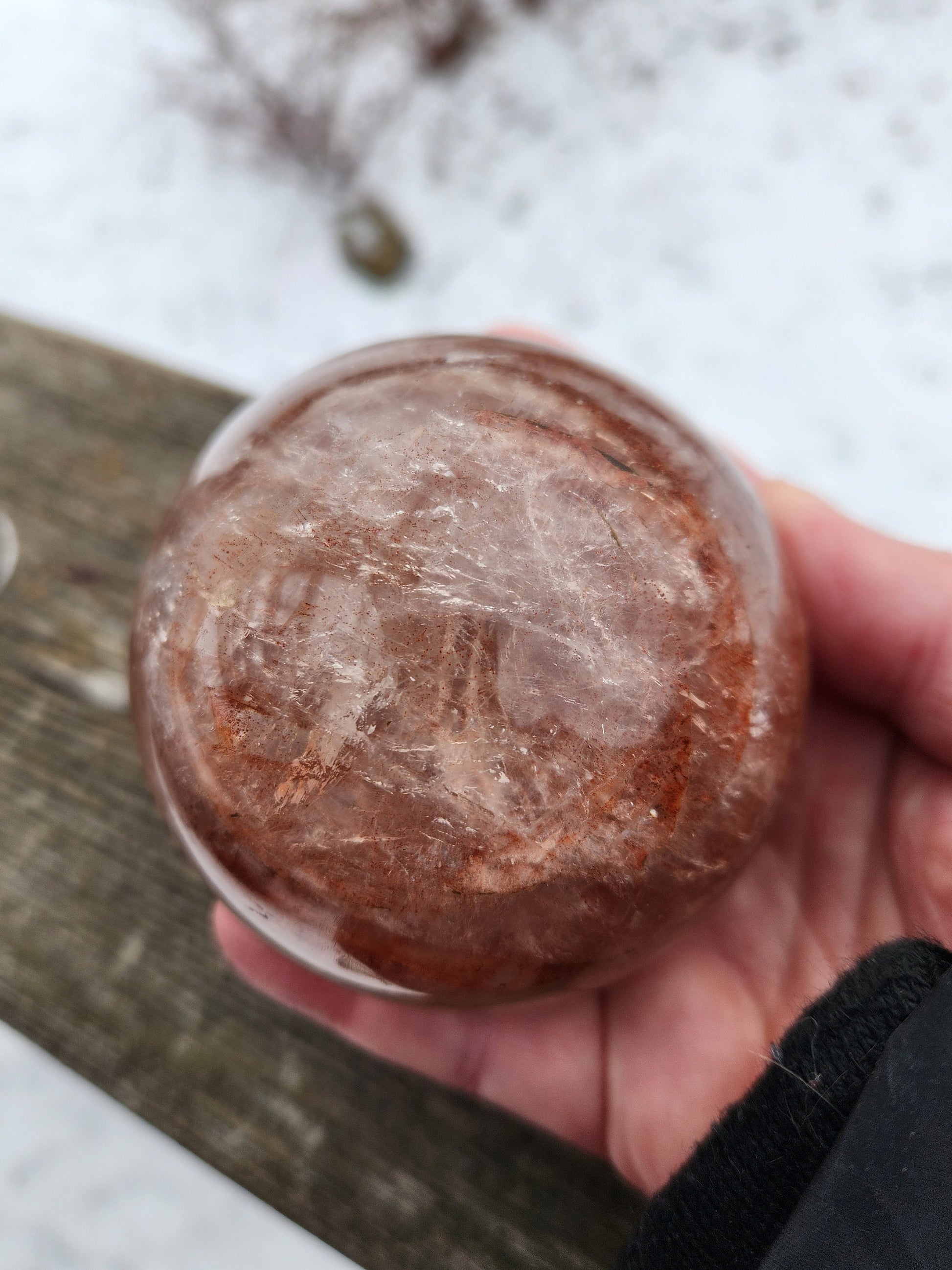 Large Fire Quartz Sphere: Rainbow Crystal Stone (3.13 inch)