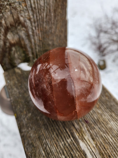 Large Fire Quartz Sphere: Rainbow Crystal Stone (3.13 inch)