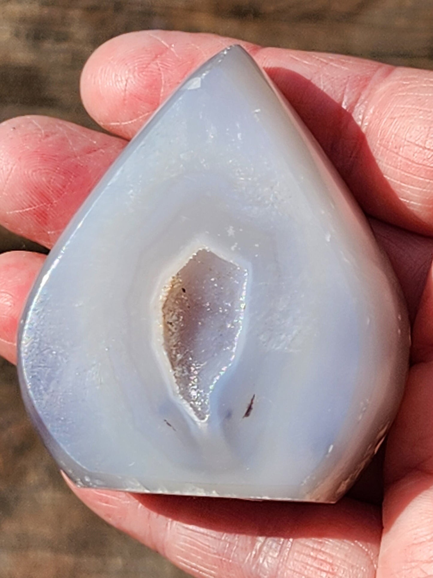 Cute Little Druzy Agate Crystal Flame with a druzy middle