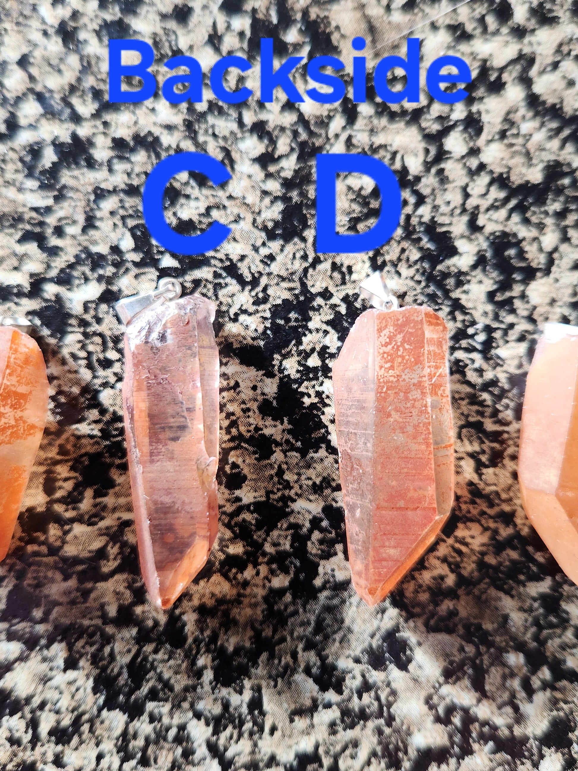 Raw Tangerine Quartz Crystal Point Pendant: Silver Bale